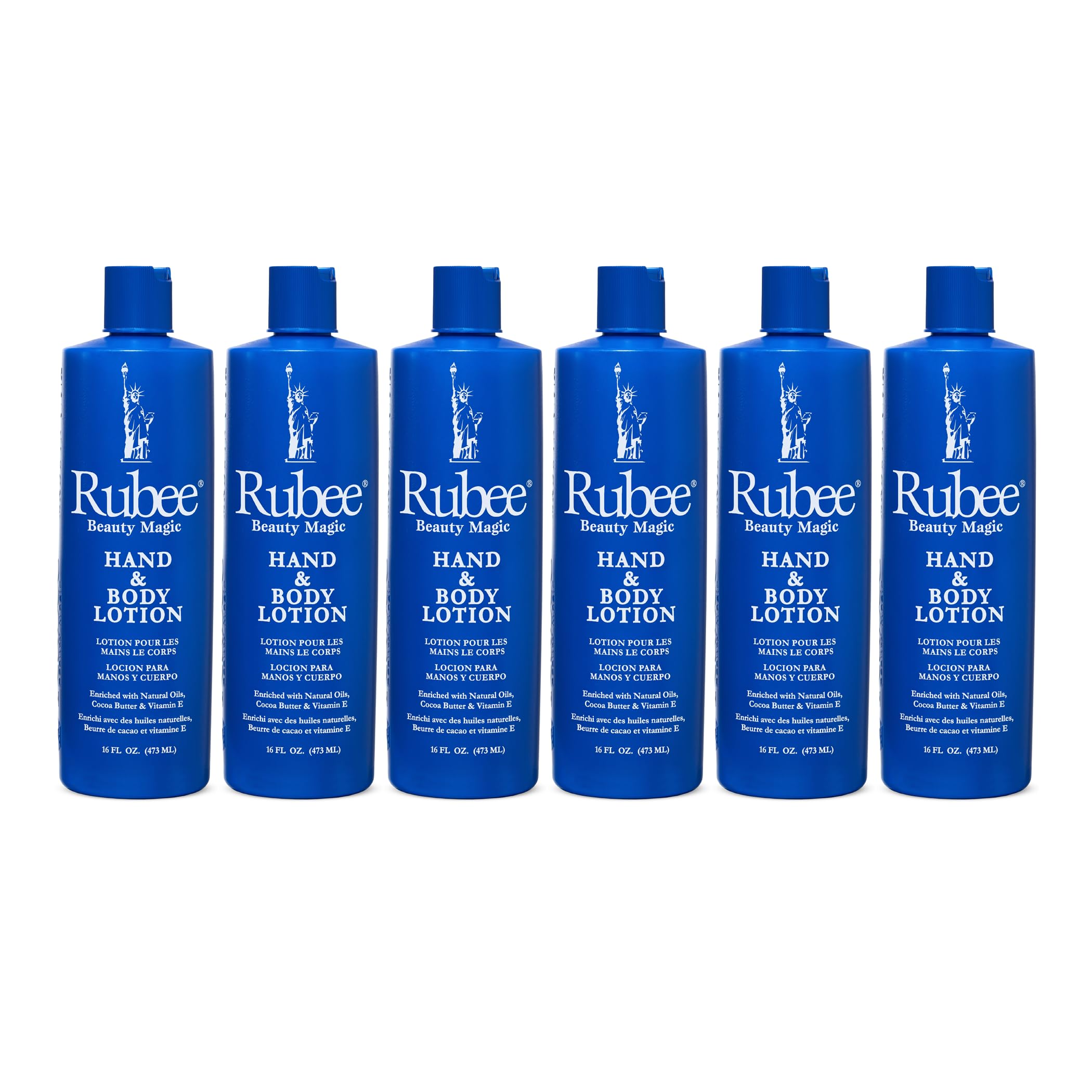 RUBEE Body & Hand Lotion – 6-Pack Non-Greasy 16oz Moisturizer