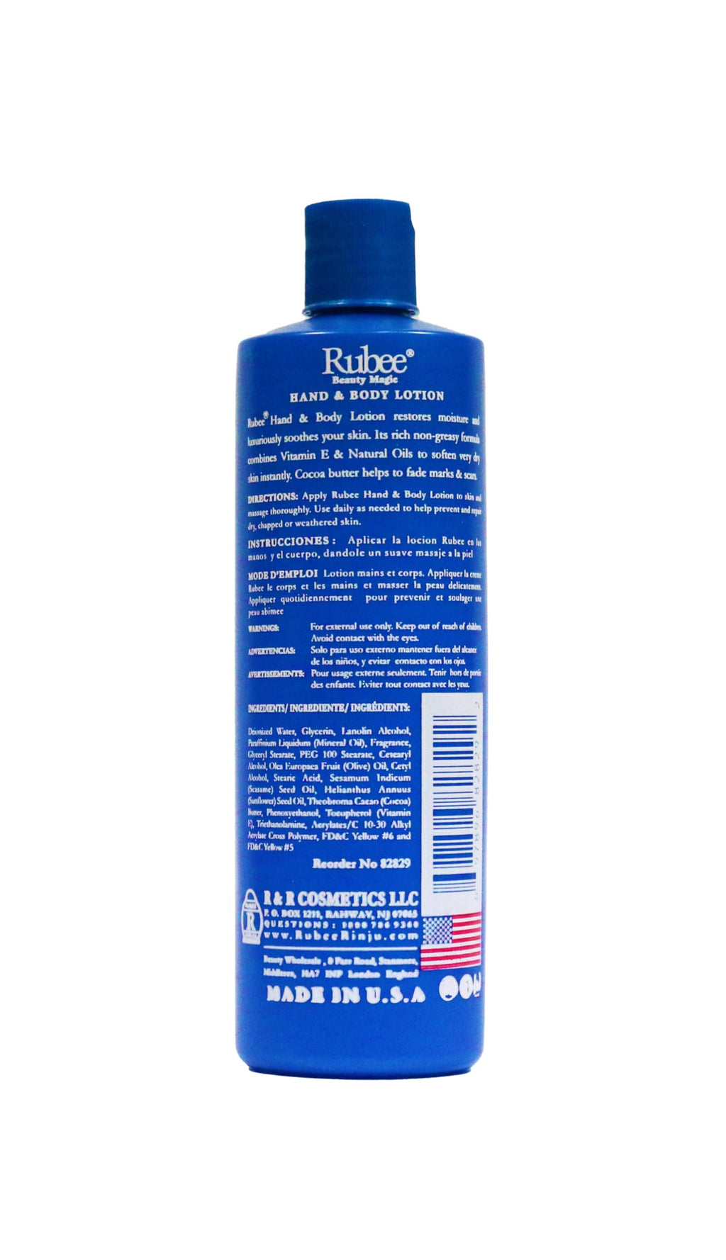 RUBEE Body & Hand Lotion – 6-Pack Non-Greasy 16oz Moisturizer