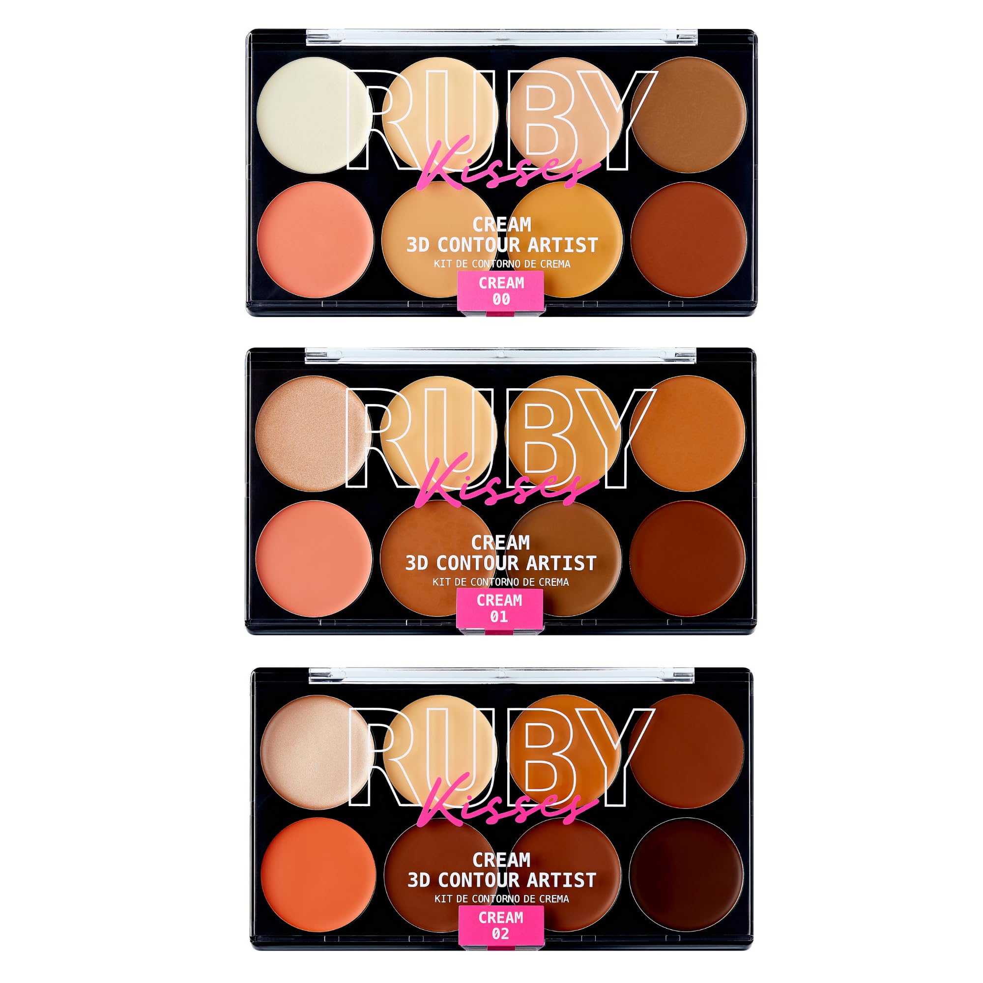 Ruby Kisses 3D Cream Contour Artist Set 3 Pack – Light, Light Medium, Medium Dark