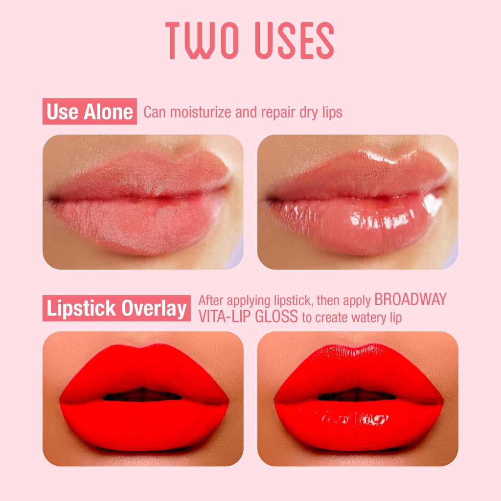 Ruby Kisses Broadway Vita-Lip Clear Lip Gloss with Rosehip Oil – Ultra-Hydrating, High-Shine (12 Pack)