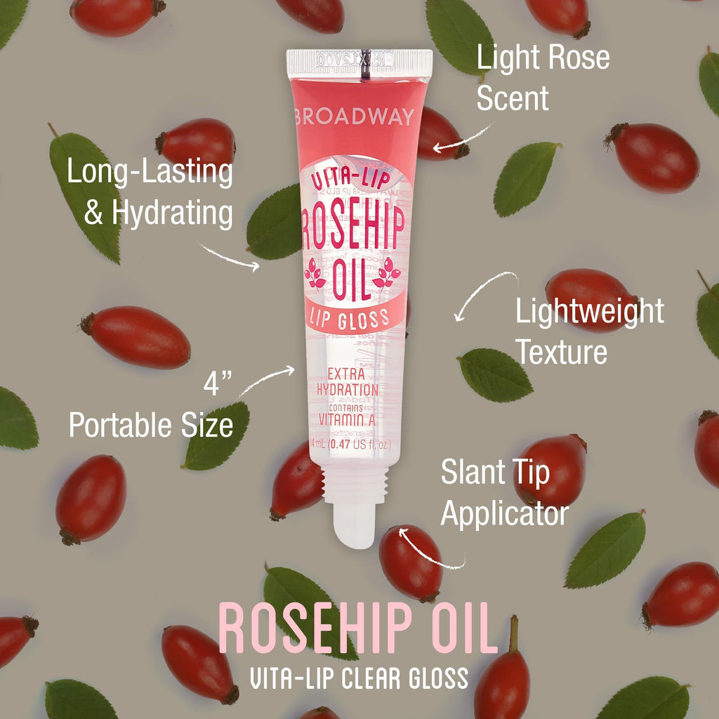 Ruby Kisses Broadway Vita-Lip Clear Lip Gloss with Rosehip Oil – Ultra-Hydrating, High-Shine (12 Pack)
