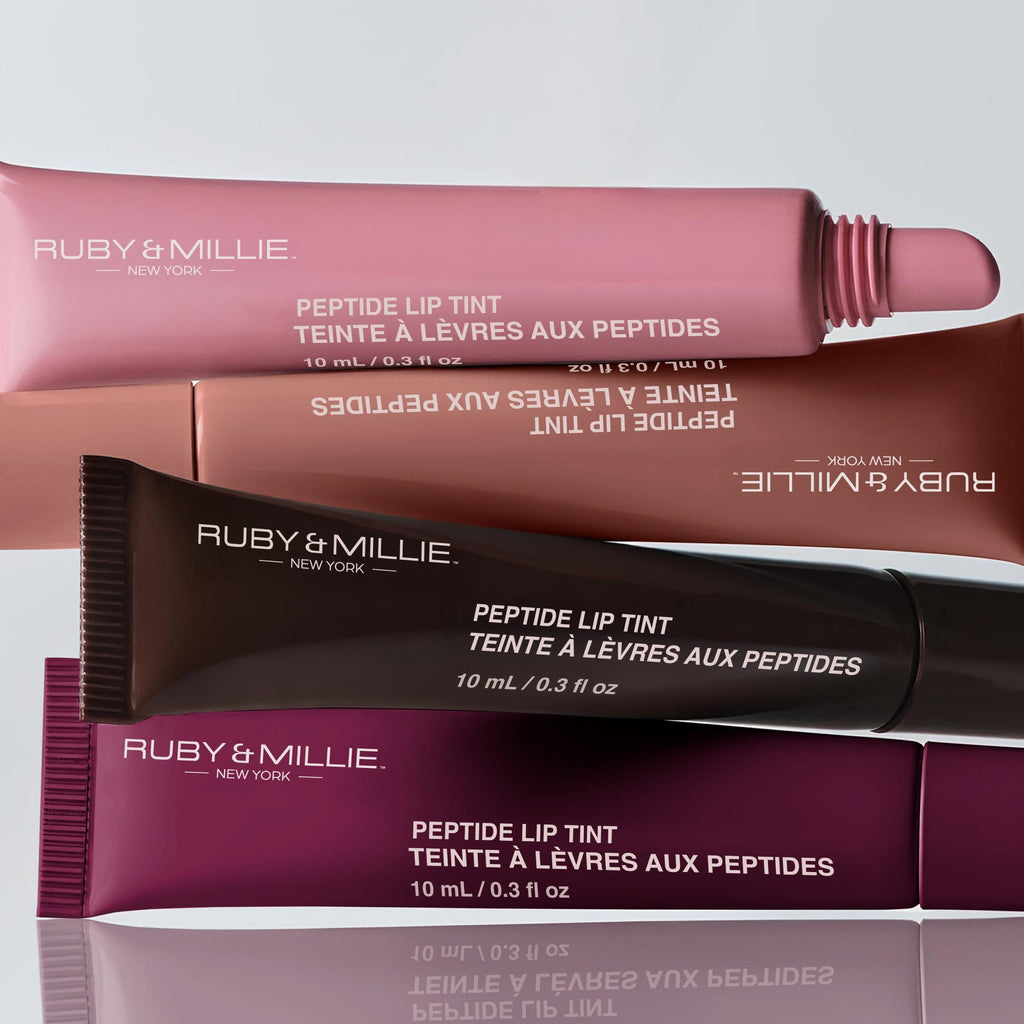 Ruby & Millie Peptide Lip Treatment & Tint – Plumping Gloss & Youthful Replenisher Serum (4 × 0.3 oz)