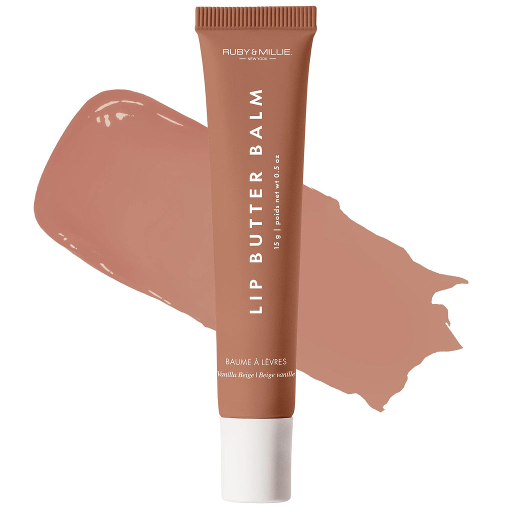 Ruby & Millie Tinted Lip Balm Vanilla Beige – Hydrating, Non-Sticky Lip Butter (0.5 oz) – Vegan & Cruelty-Free