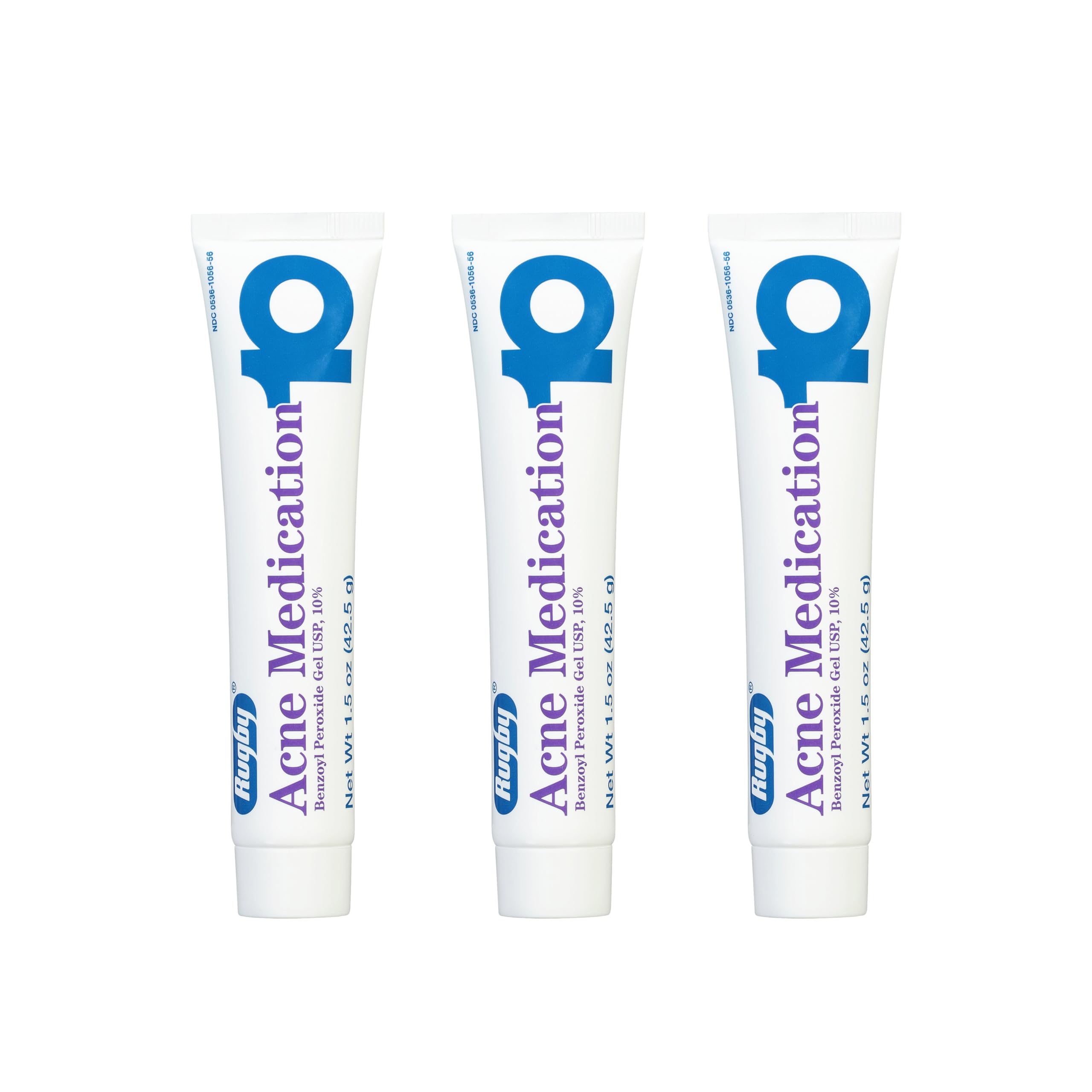 Rugby Laboratories Benzoyl Peroxide Gel 10% – Greaseless Acne Treatment, Vanishing Formula, 1.5 oz, 3 Pack