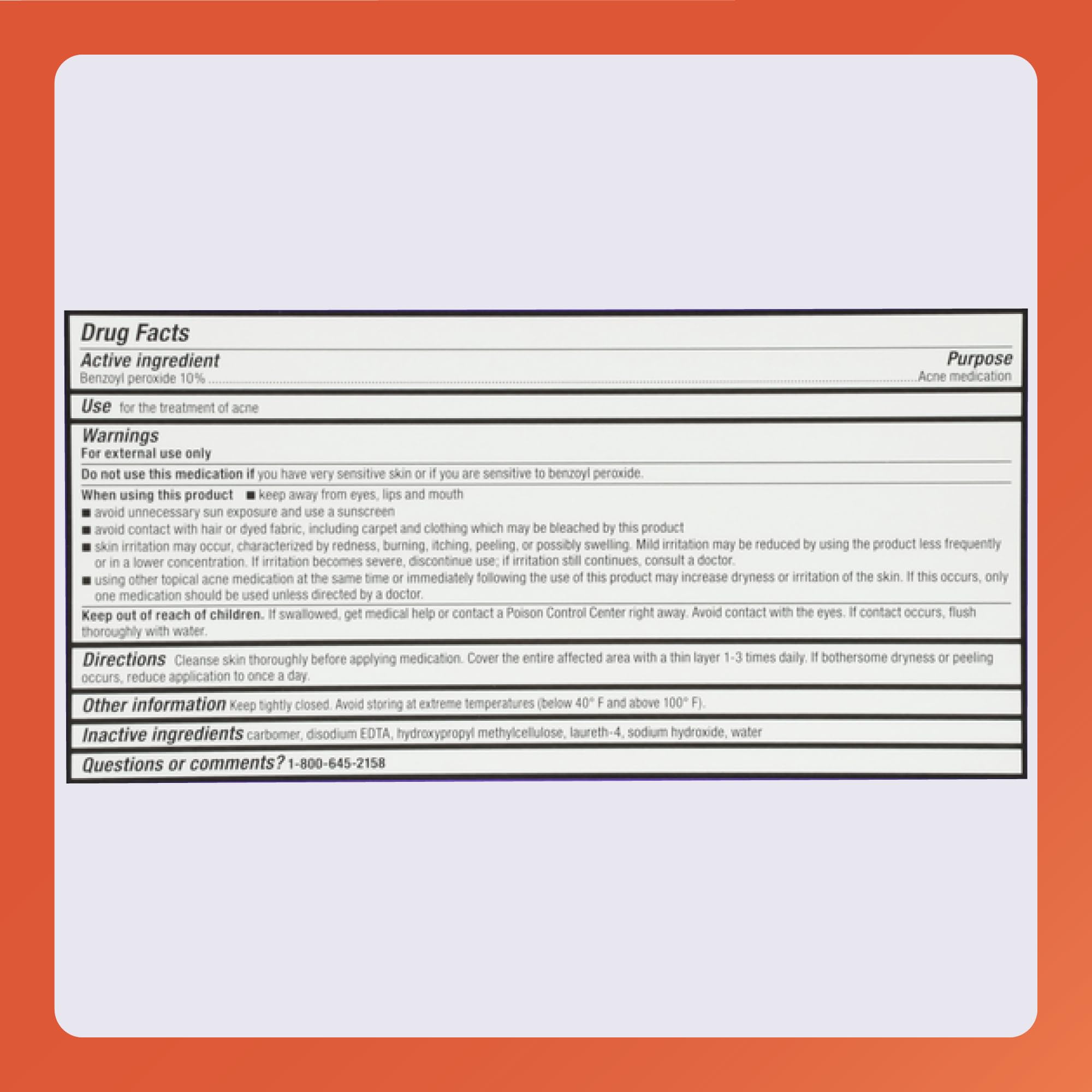 Rugby Laboratories Benzoyl Peroxide Gel 10% – Greaseless Acne Treatment, Vanishing Formula, 1.5 oz, 3 Pack