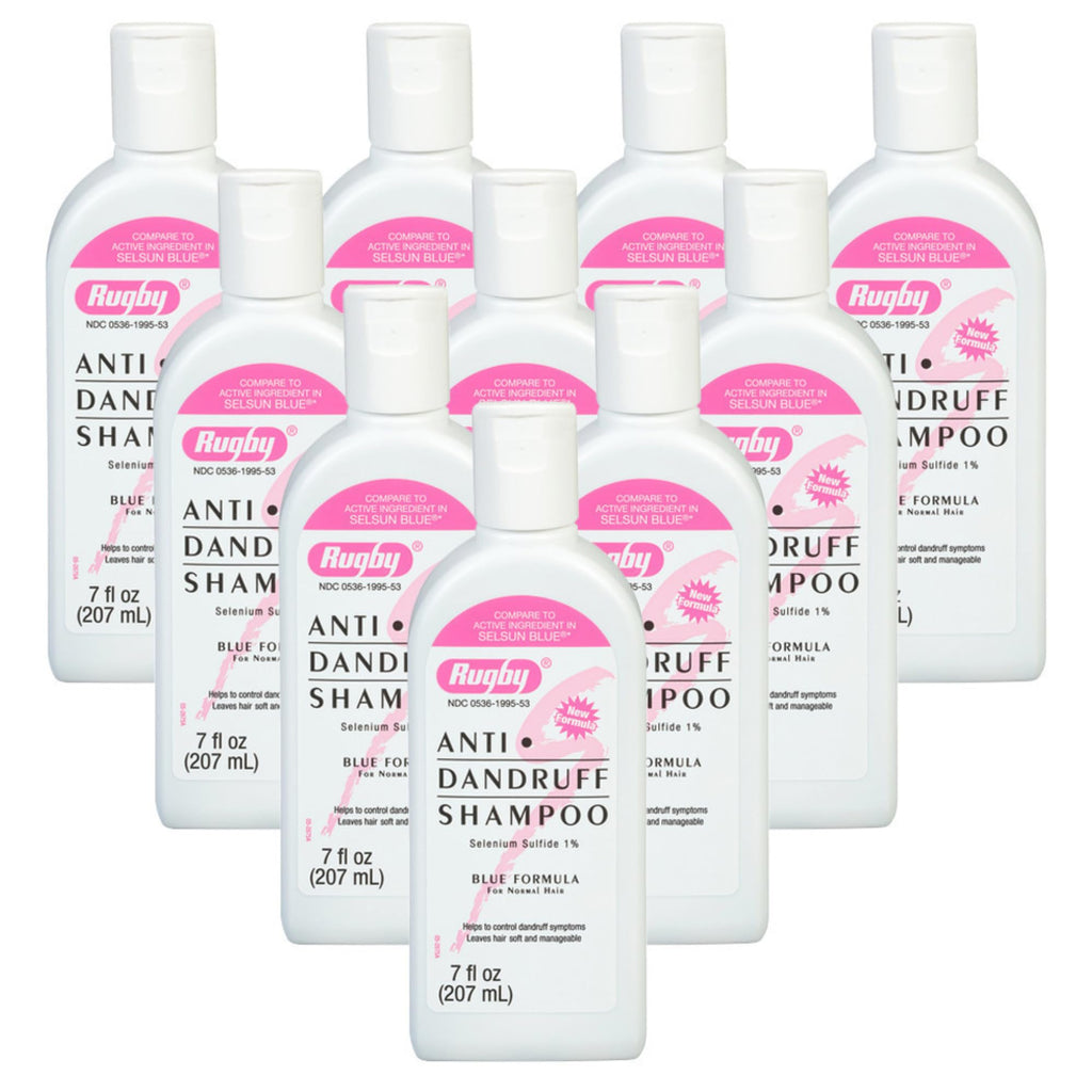 Rugby Laboratories Selenium Sulfide Anti-Dandruff Shampoo – Blue Formula for Normal Hair (7 oz) – 10-Pack
