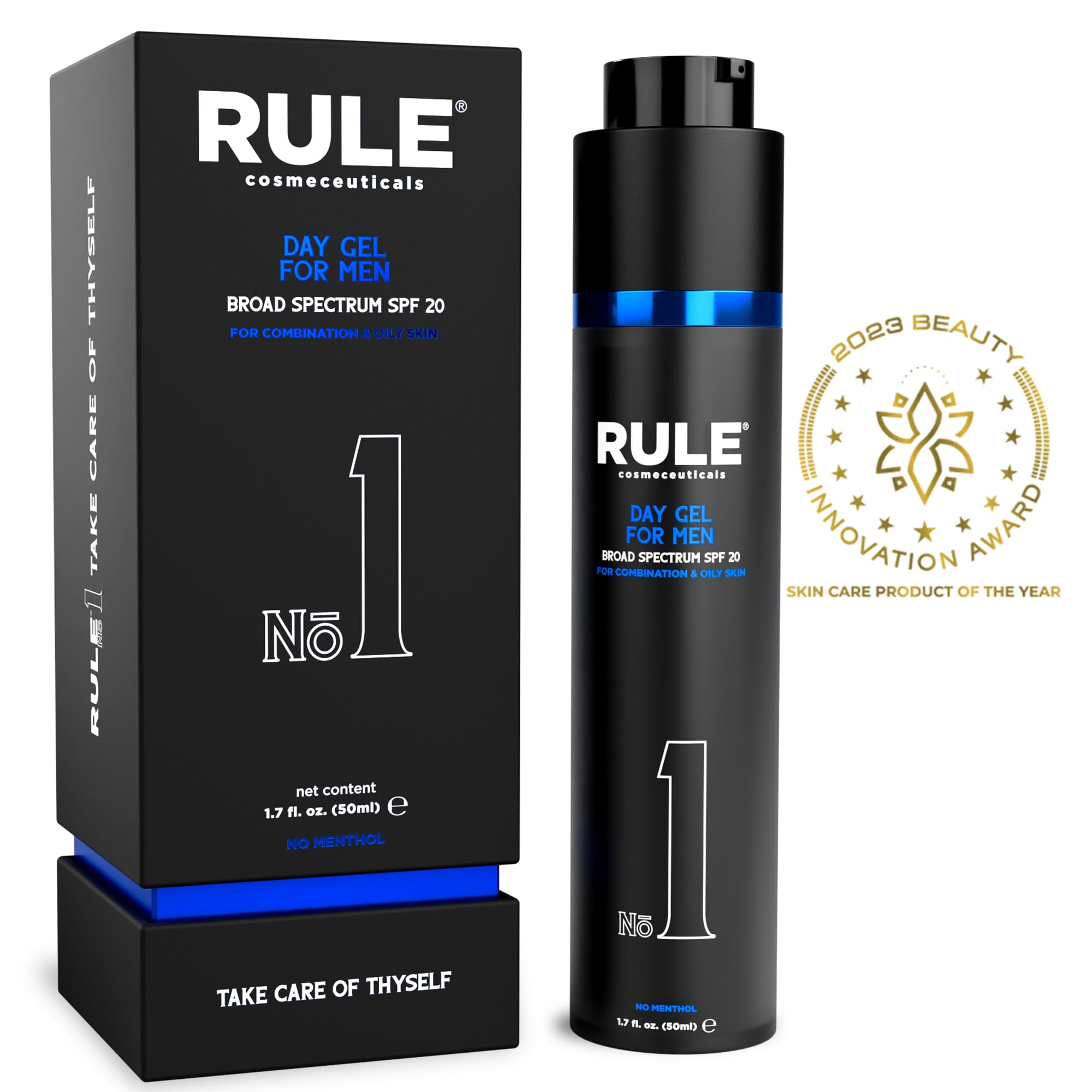 RULE COSMECEUTICALS No.1 Day Gel for Men – 10-in-1 Anti-Aging SPF 20 Moisturizer