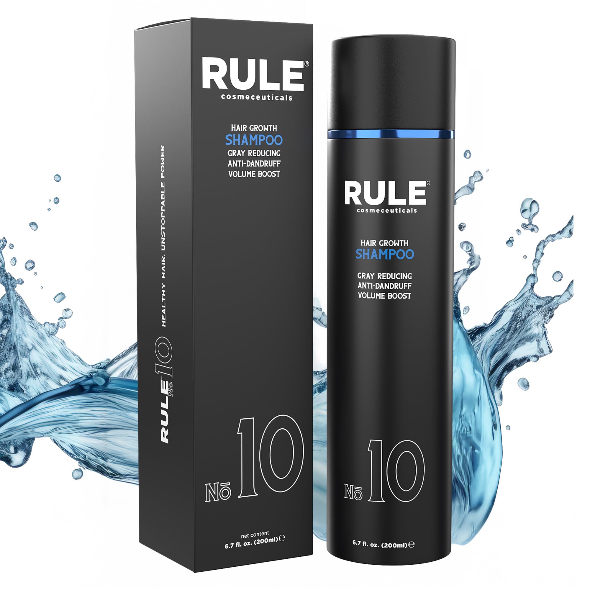 RULE No.10 Grey Reducing Anti-Dandruff Shampoo | Thinning Hair Support, Natural DHT Blocker, 6.7oz