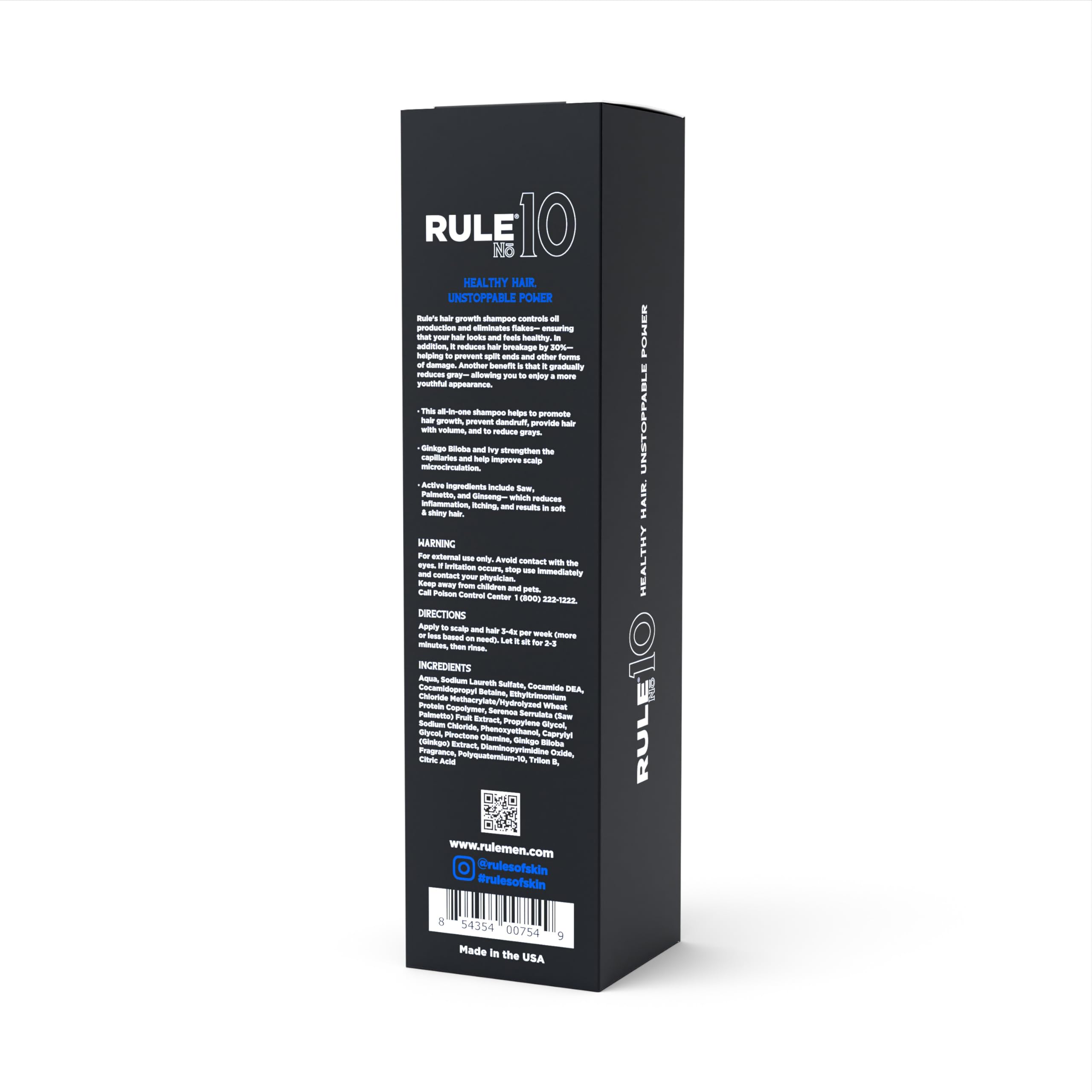 RULE No.10 Grey Reducing Anti-Dandruff Shampoo | Thinning Hair Support, Natural DHT Blocker, 6.7oz