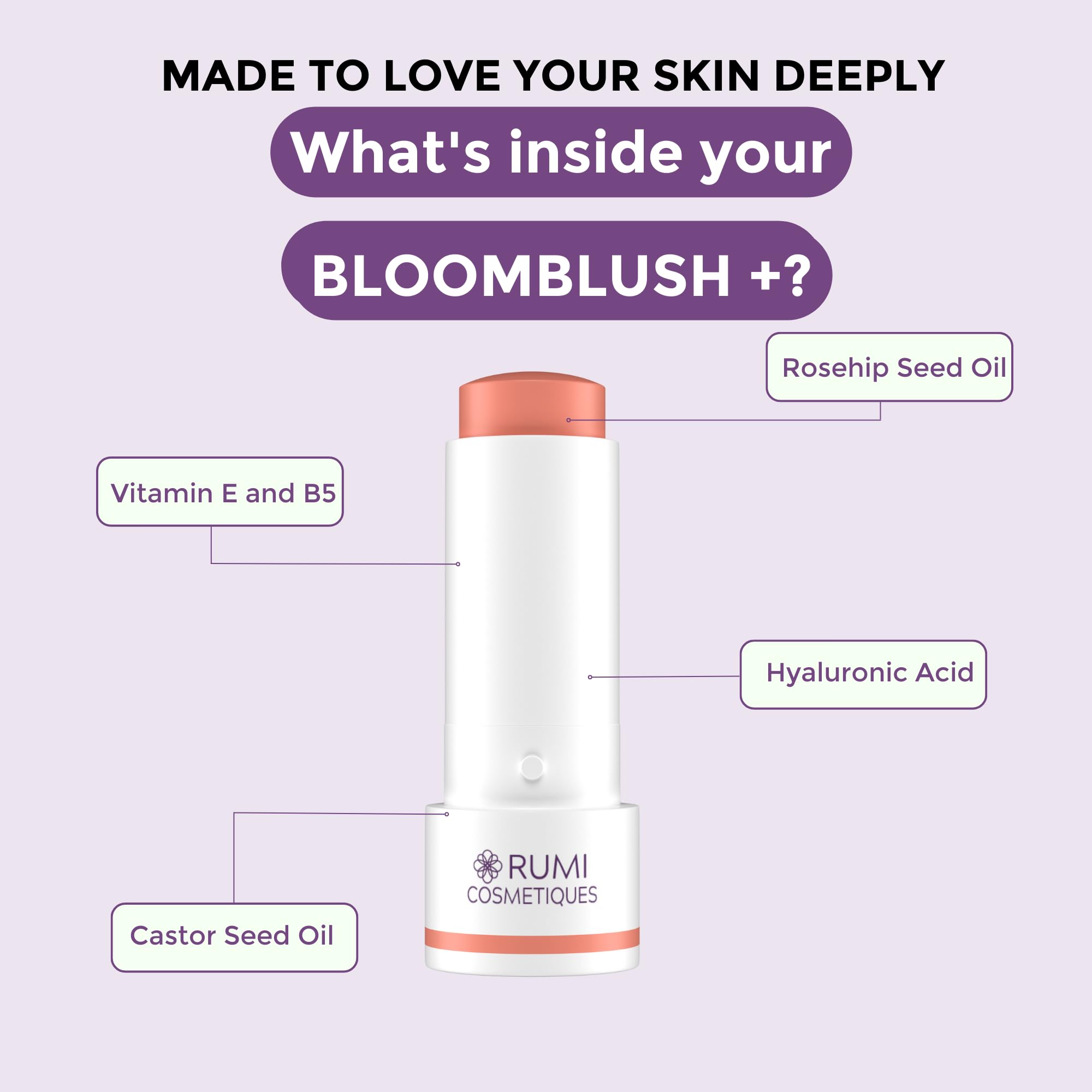 Rumi Cosmetiques BloomBlush+ Multipurpose Color Stick for Mature Skin – Nude Peach (Regular)