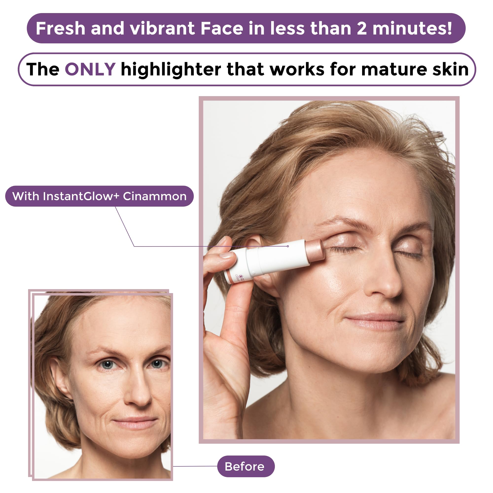 Rumi Cosmetiques InstantGlow+ 4-in-1 Highlighter Stick for Mature Skin — Radiant Glow & Nourishing Formula