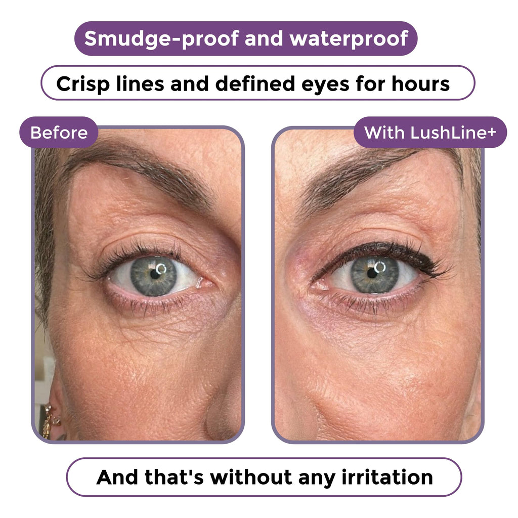 Rumi Cosmetiques LushLine+ Waterproof Eyeliner Pencil for Mature Eyes – Smudge-Proof, Non-Toxic, Natural Grey
