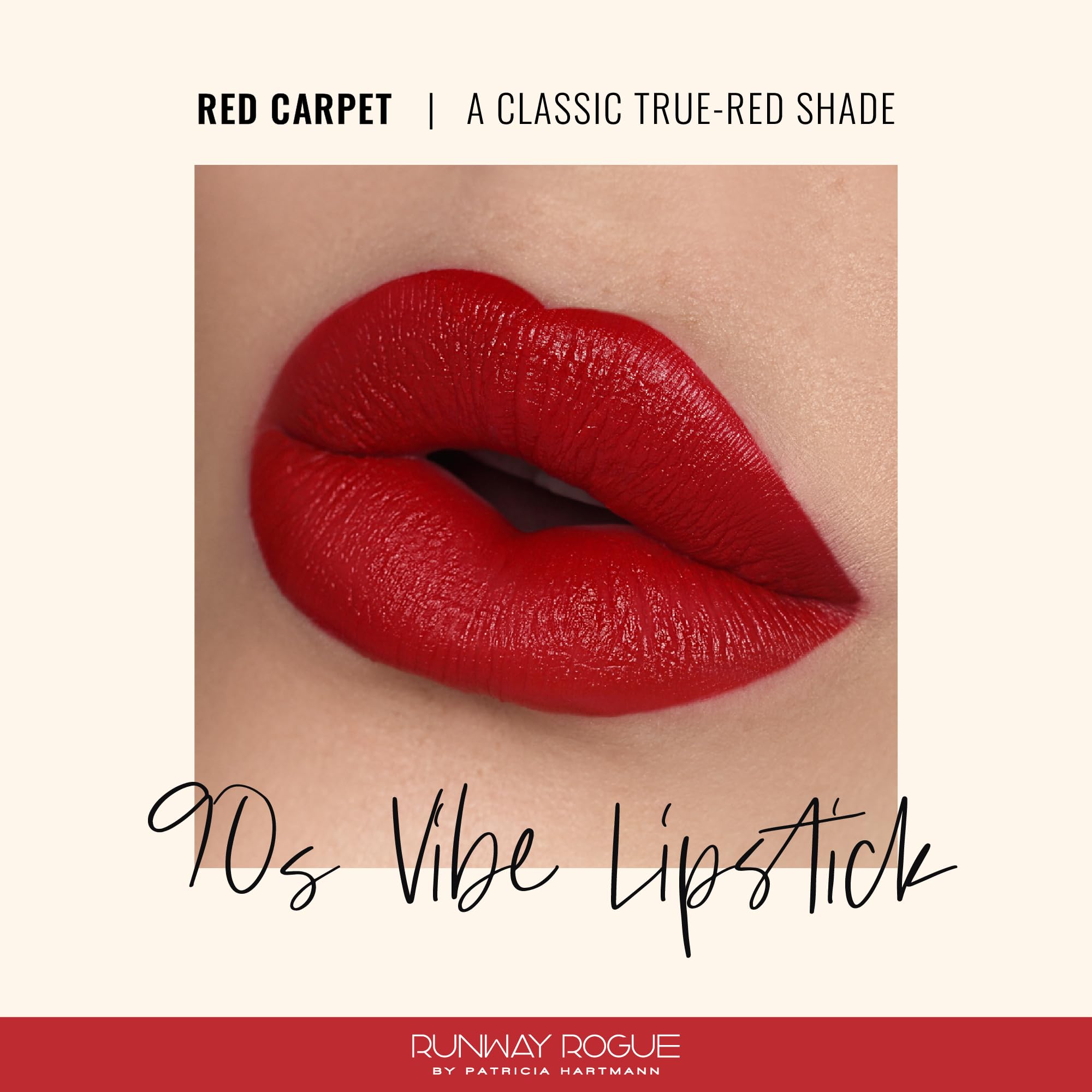 Runway Rogue 90s Vibe Lipstick – Moisturizing Matte True-Red, Red Carpet