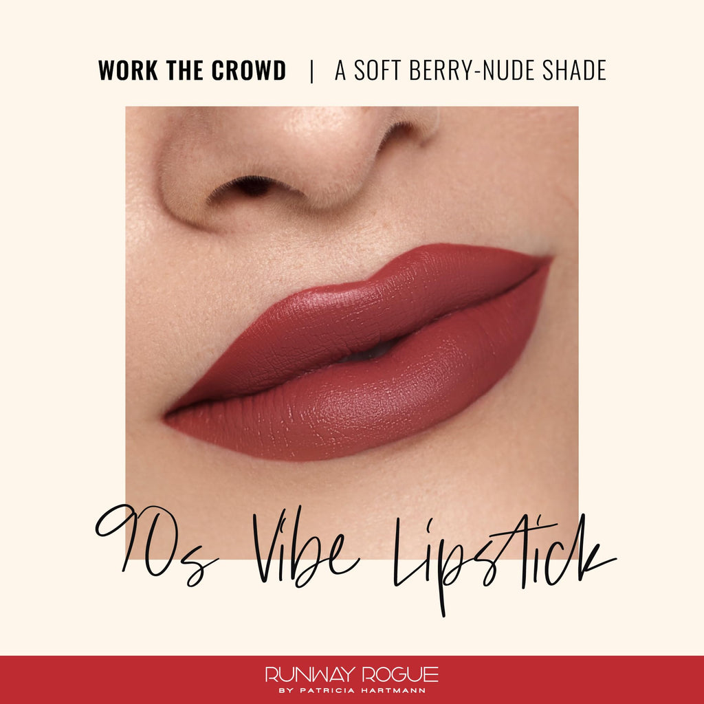 Runway Rogue 90s Vibe Lipstick – Moisturizing Matte in Soft Berry-Nude ‘Work the Crowd’
