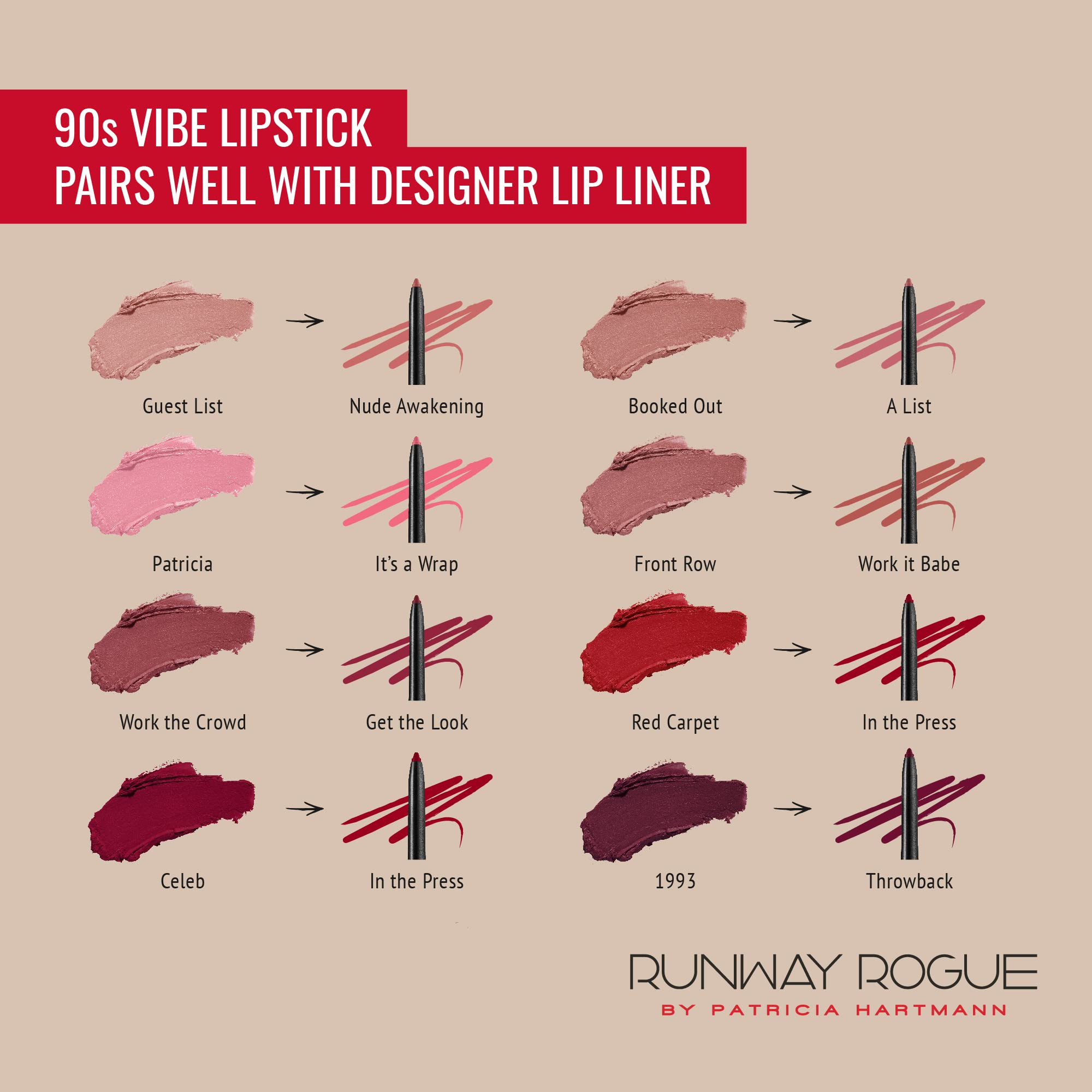 Runway Rogue 90s Vibe Lipstick Trio – Moisturizing Matte Shades: Guest List, Booked Out, Front Row