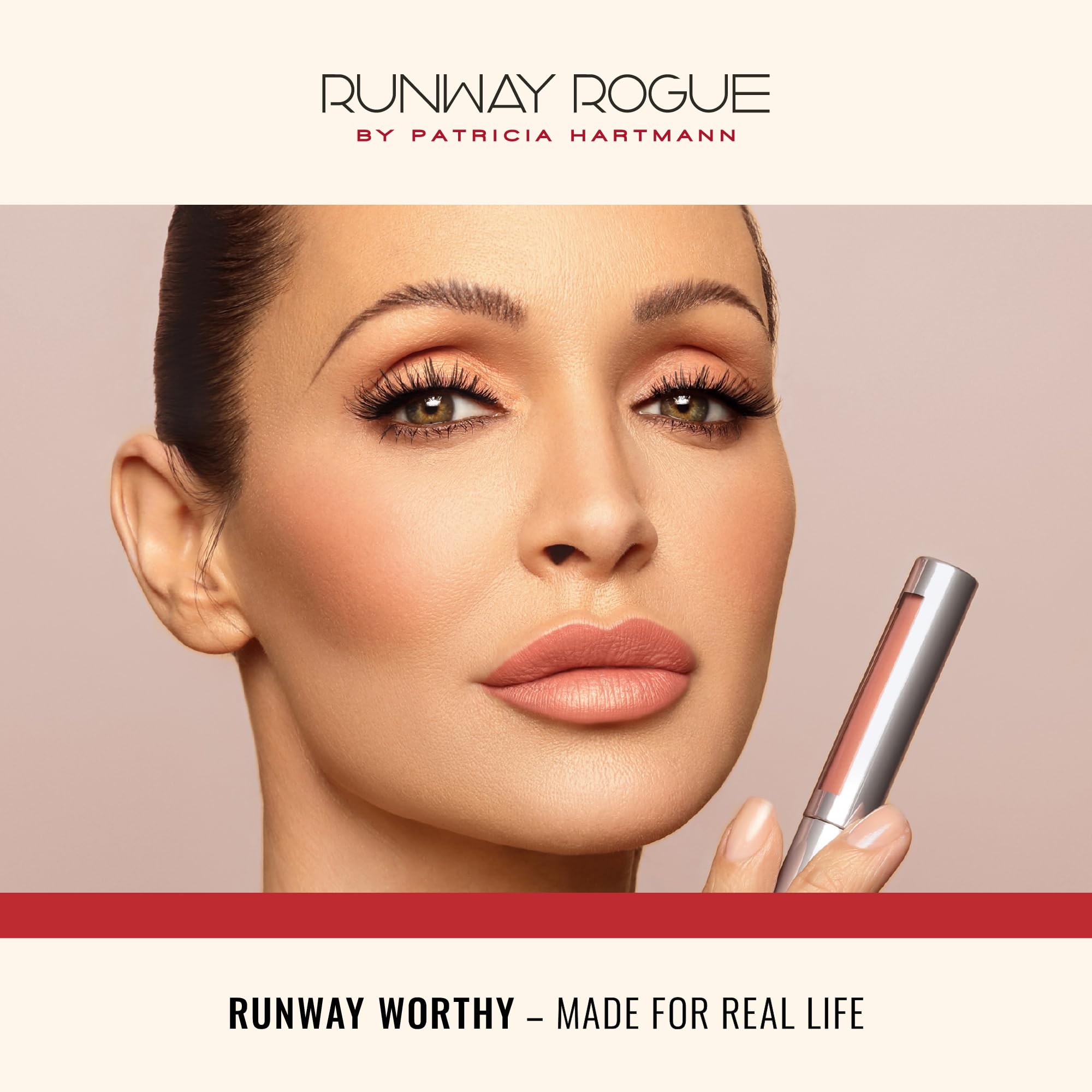 Runway Rogue Silk Glam Liquid Lipstick Paparazzi — Long-Wear Frosted Peachy Nude