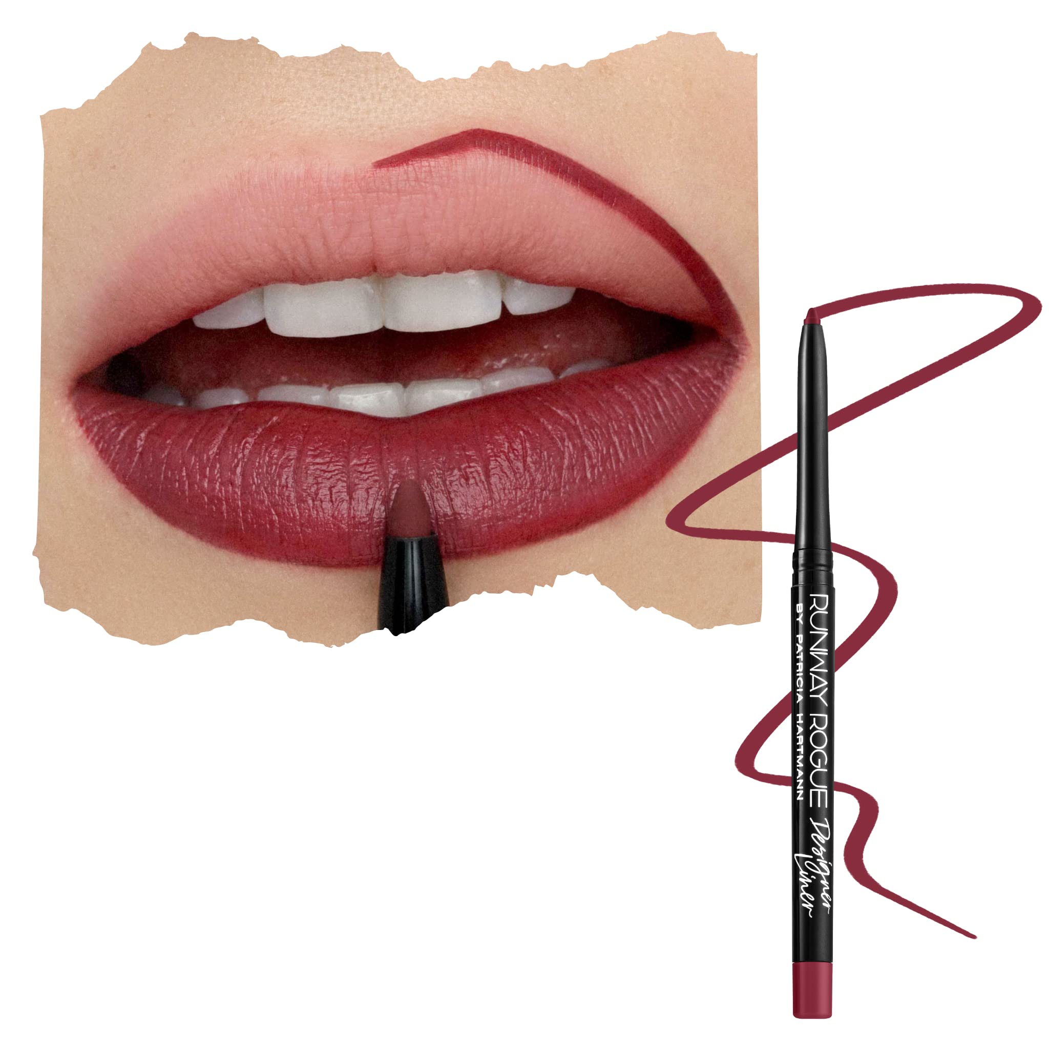 Runway Rogue Designer Lip Liner – Garnet-Maroon Matte, Built-In Sharpener | Get the Look