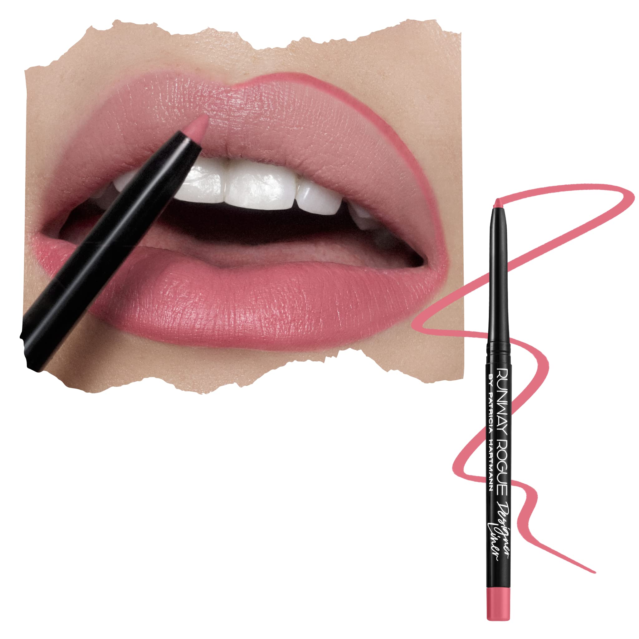 Runway Rogue Designer Lip Liner Pencil – It's a Wrap (Matte Blush-Pink) + Built-in Sharpener