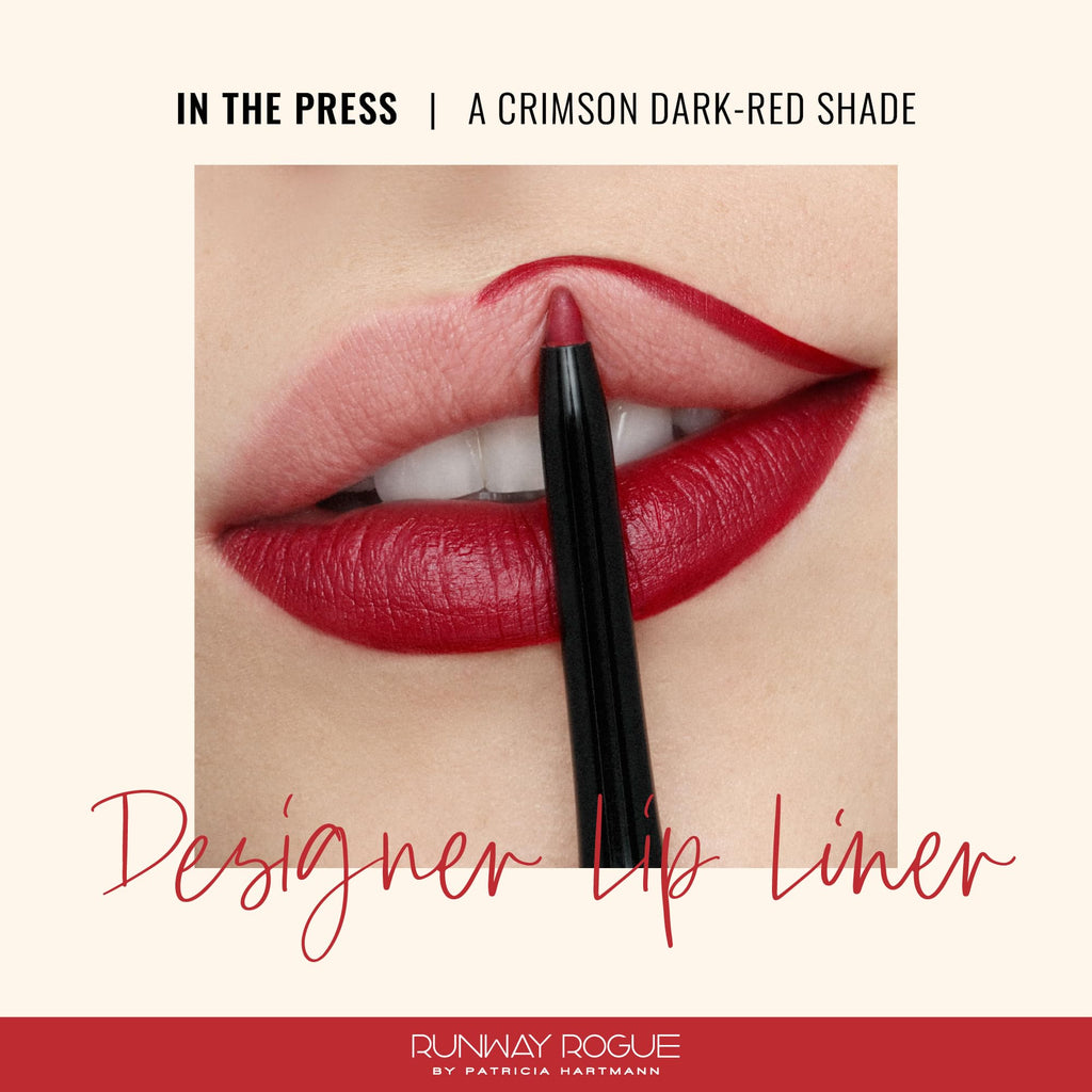 Runway Rogue Designer Liner Lip Pencil – Matte Crimson Lip Liner with Built-In Sharpener (In the Press)