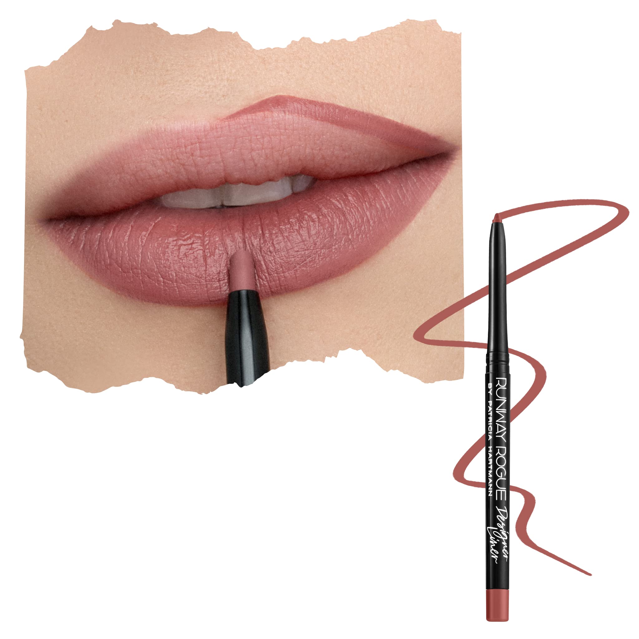 Runway Rogue Designer Liner Lip Pencil in Work It Babe – Matte Dusty-Rose with Built-In Sharpener
