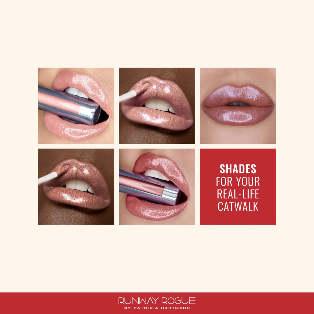Runway Rogue LuxGloss Strike a Pose Lip Gloss – High-Pigment Muted-Rose Shine (Vegan)