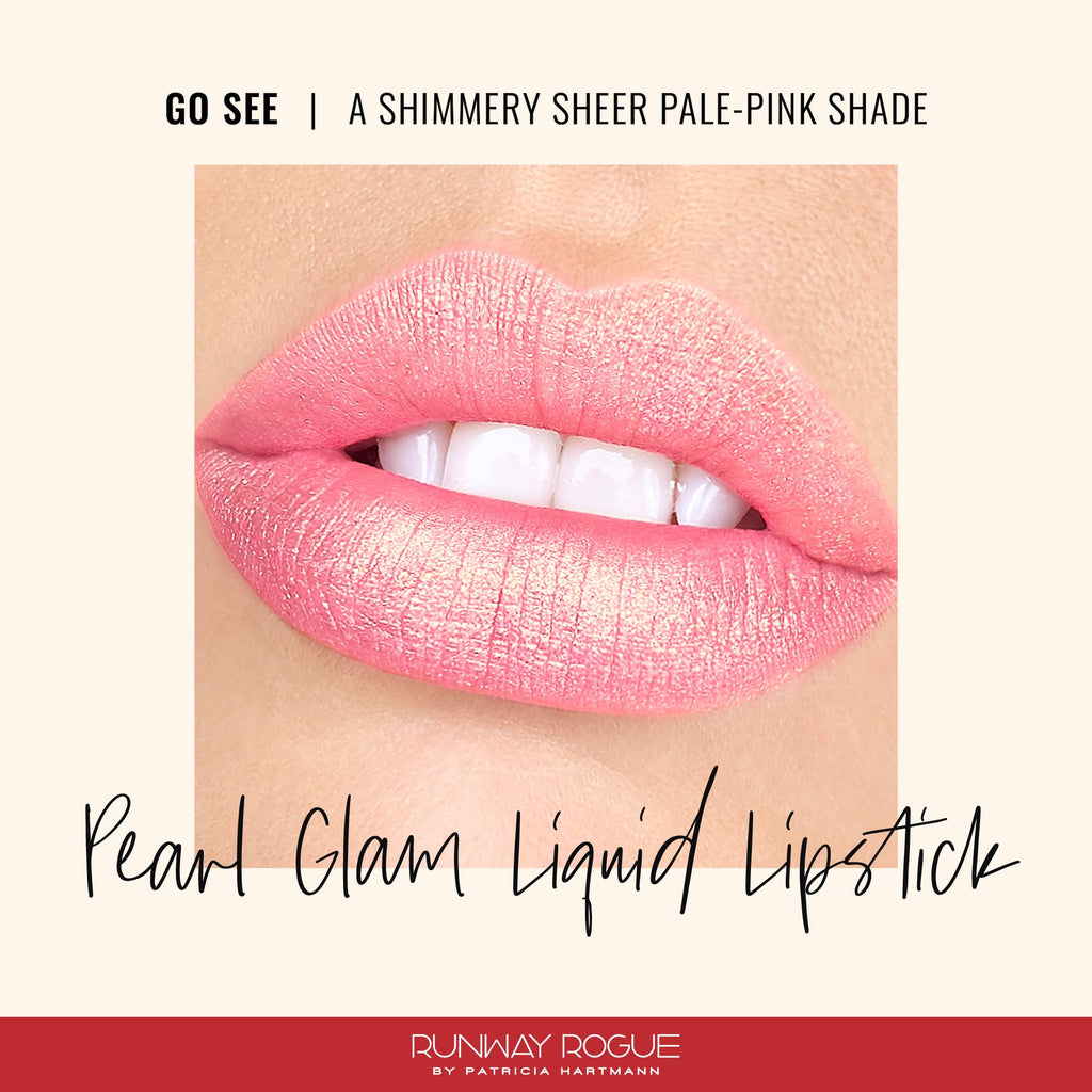 Runway Rogue Pearl Glam Long-Wear Lipstick in Go See – Metallic Light-Pink with Gold & Rose Shimmer