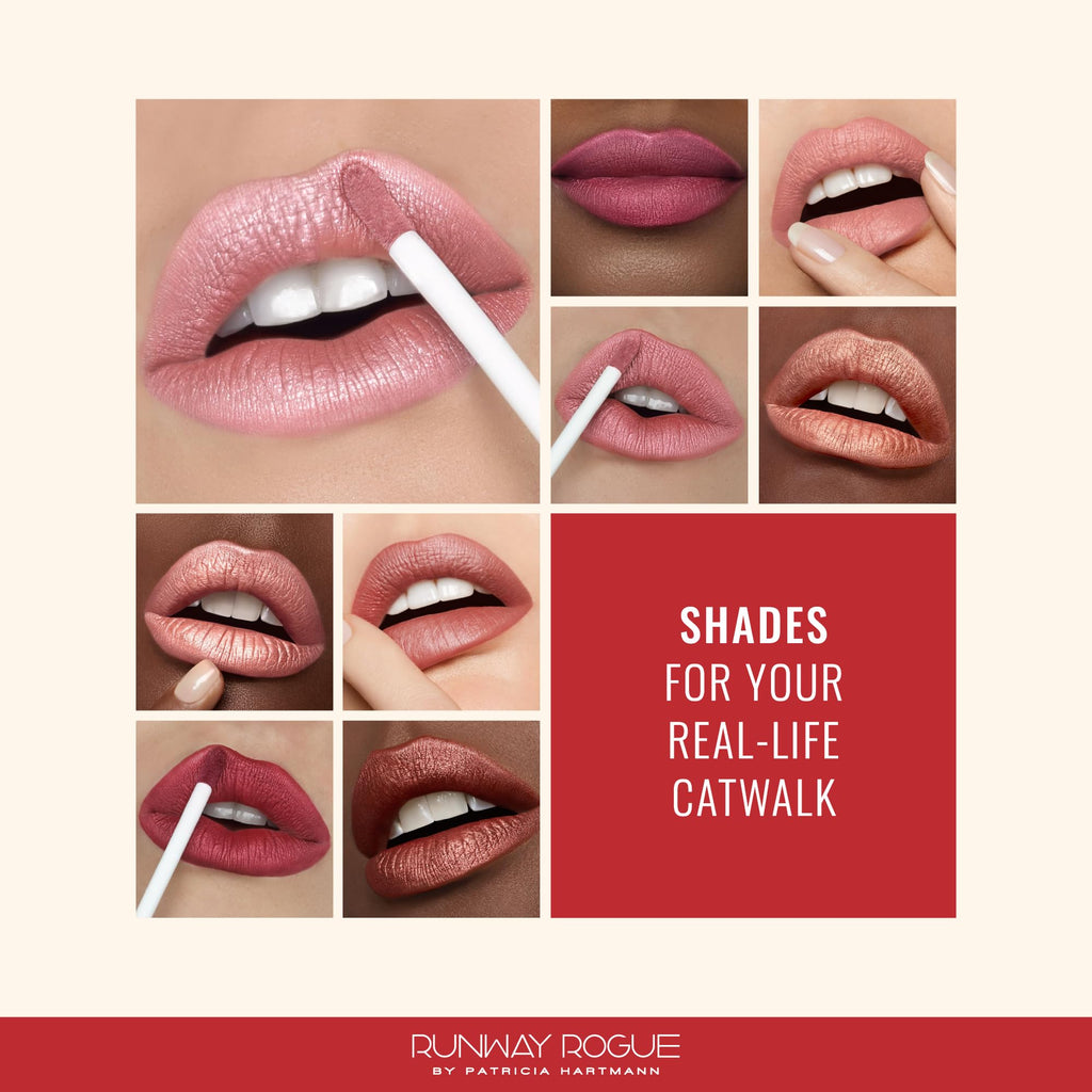 Runway Rogue Silk Glam Lip Trio – Long-Wear Frosted Lipstick (Call Sheet, Cocktail Hour, First Class)