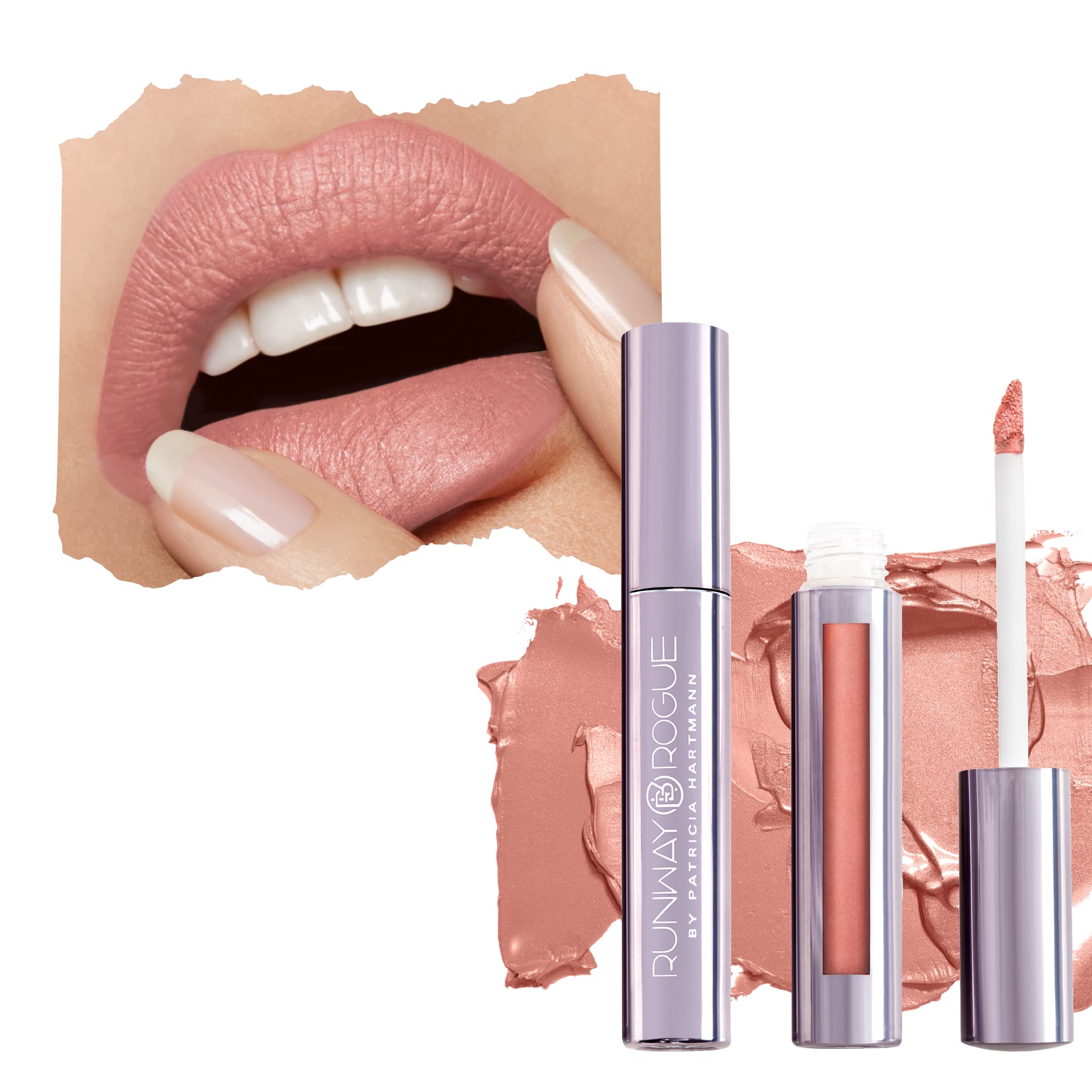 Runway Rogue Silk Glam Liquid Lipstick Paparazzi — Long-Wear Frosted Peachy Nude