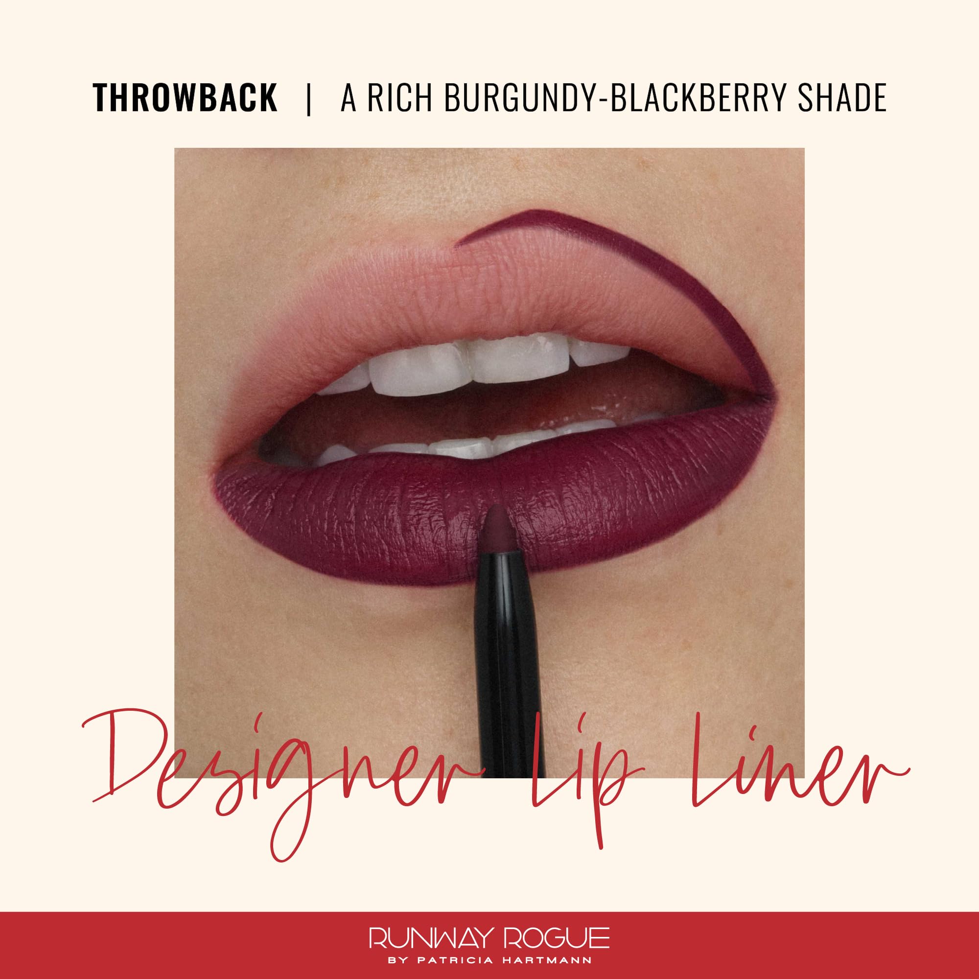 Runway Rogue Designer Liner Lip Pencil – Matte Rich Burgundy-Blackberry (Throwback)