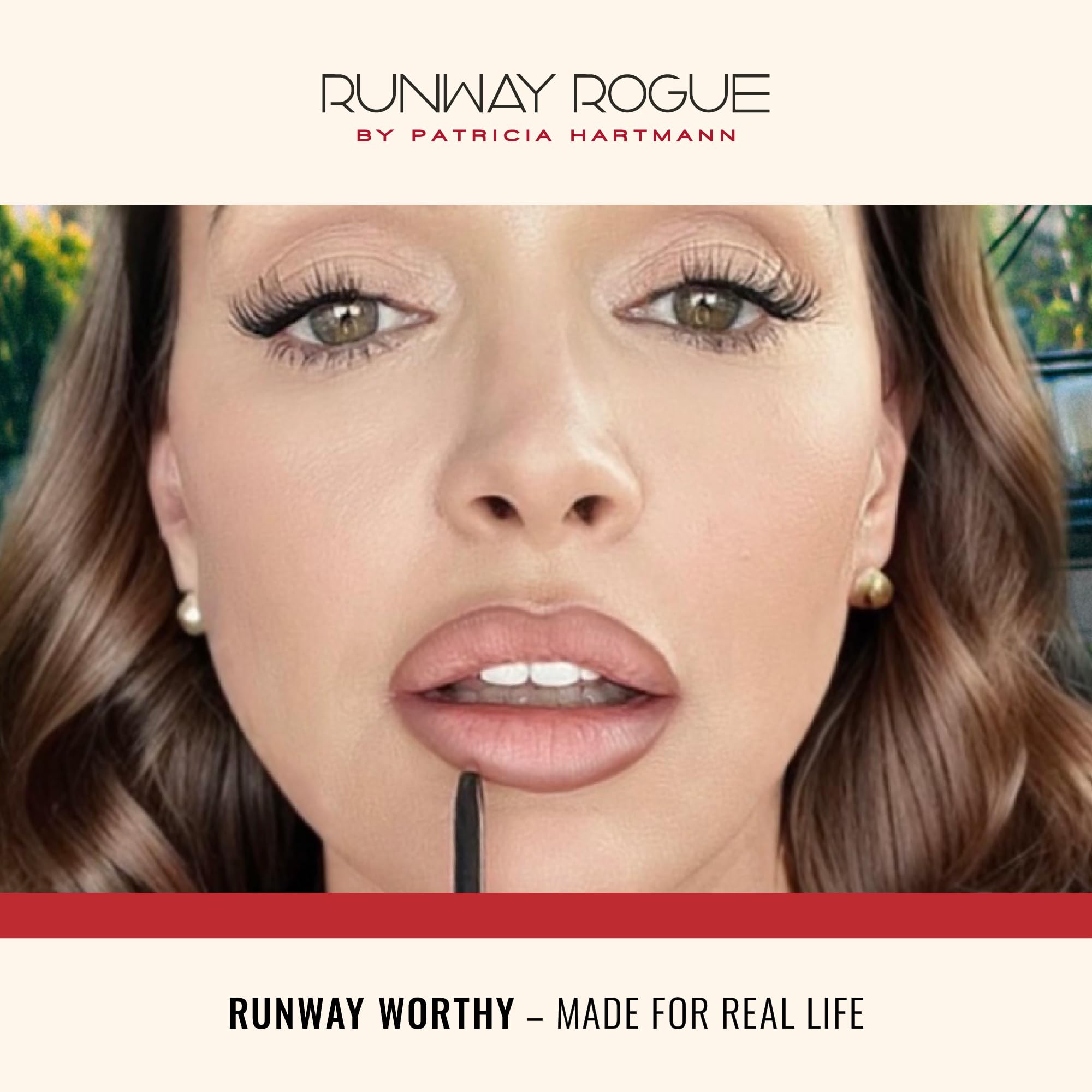 Runway Rogue Designer Liner Lip Pencil – Matte Crimson Lip Liner with Built-In Sharpener (In the Press)
