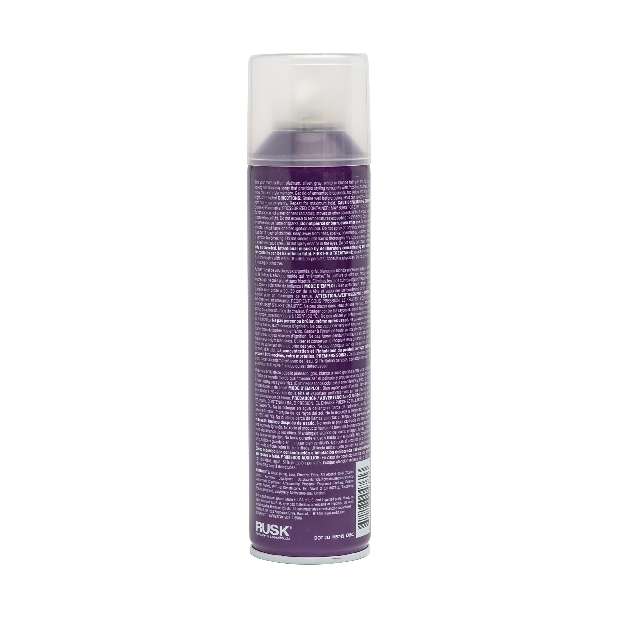 RUSK Deepshine PlatinumX Hairspray – Fast-Drying, Humidity-Resistant Finish (10.2 oz)