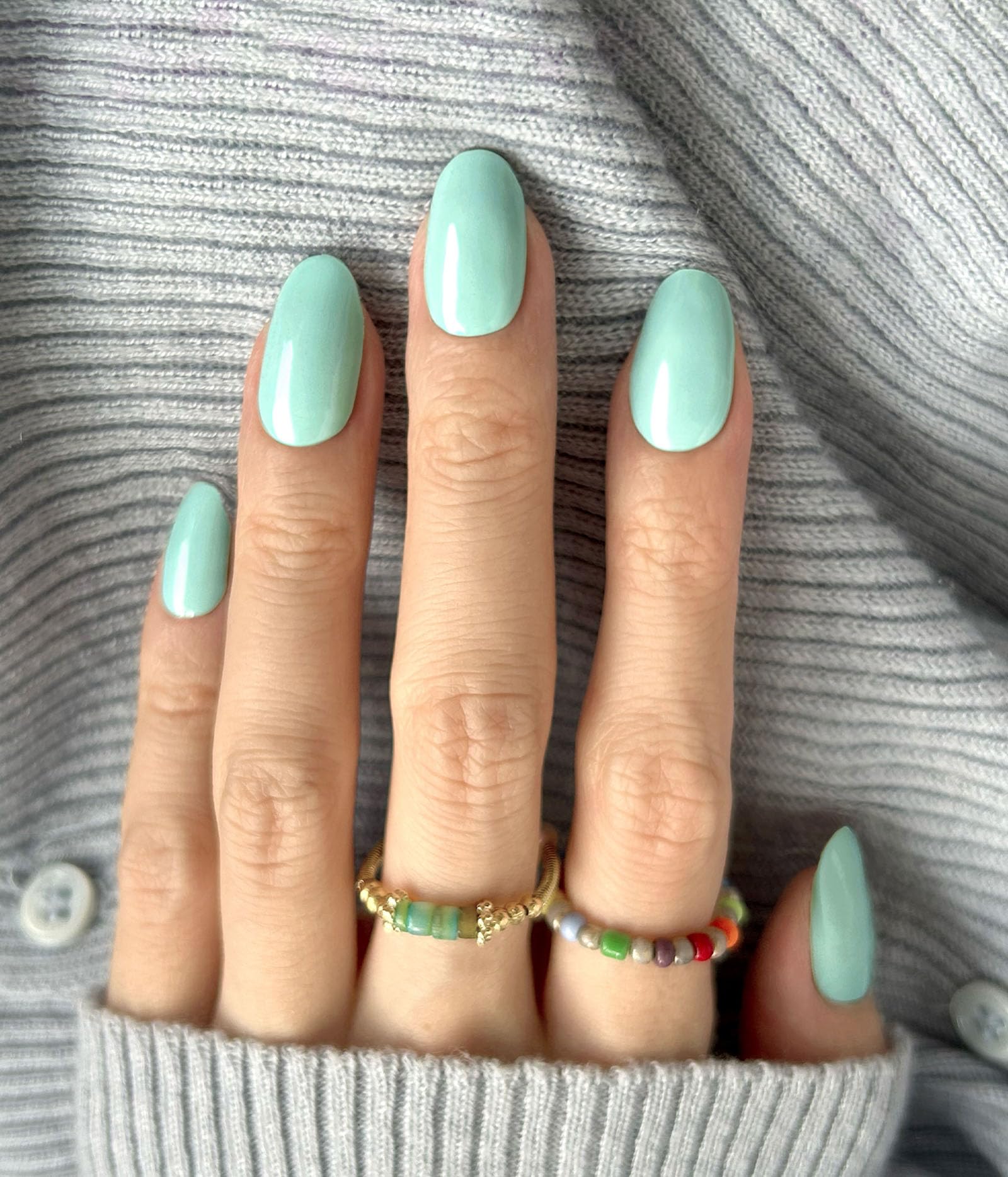 ruyeefam Nail Polish Strips – No UV Lamp Needed, 22 Pcs Mint Smoothie Green Gel Nail Wraps