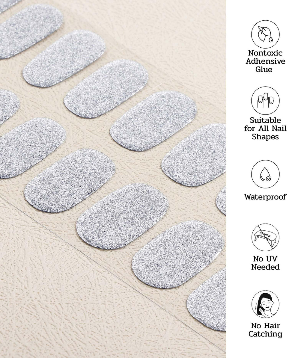 ruyeefam Nail Polish Strips – 22 Pcs Salon-Quality Gel Nail Wraps (Lunar Surface Light Grey)