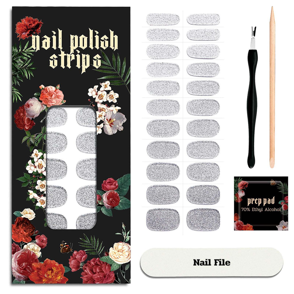ruyeefam Nail Polish Strips – 22 Pcs Salon-Quality Gel Nail Wraps (Lunar Surface Light Grey)