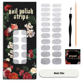 ruyeefam Nail Polish Strips – 22 Pcs Salon-Quality Gel Nail Wraps (Lunar Surface Light Grey)
