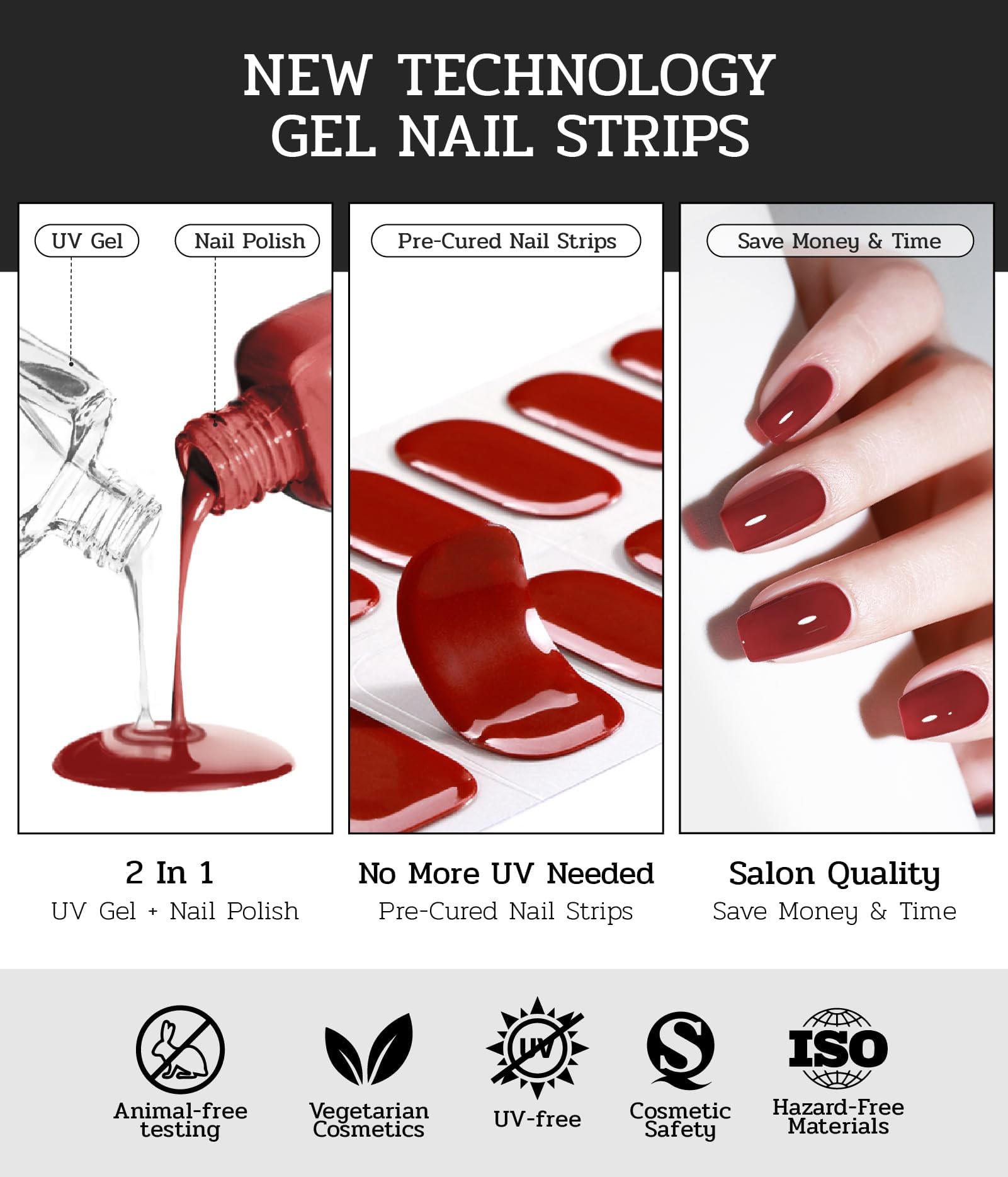 Ruyeefam Nail Polish Strips – No UV Lamp Needed, 22 Pcs Salon Gel Nail Stickers (Moonlight White)