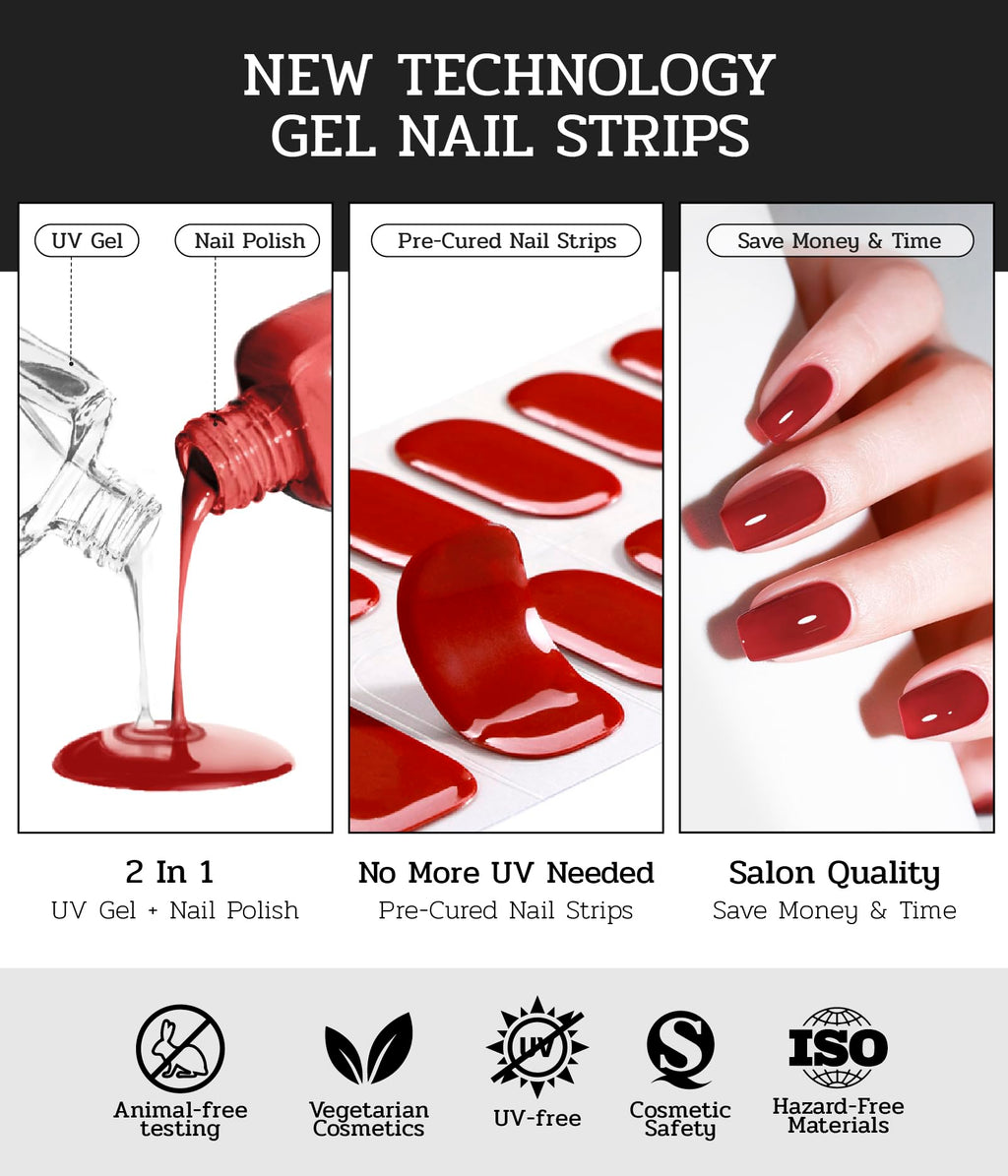 ruyeefam Nail Polish Strips – No UV Lamp Needed, 22 Pcs Mint Smoothie Green Gel Nail Wraps