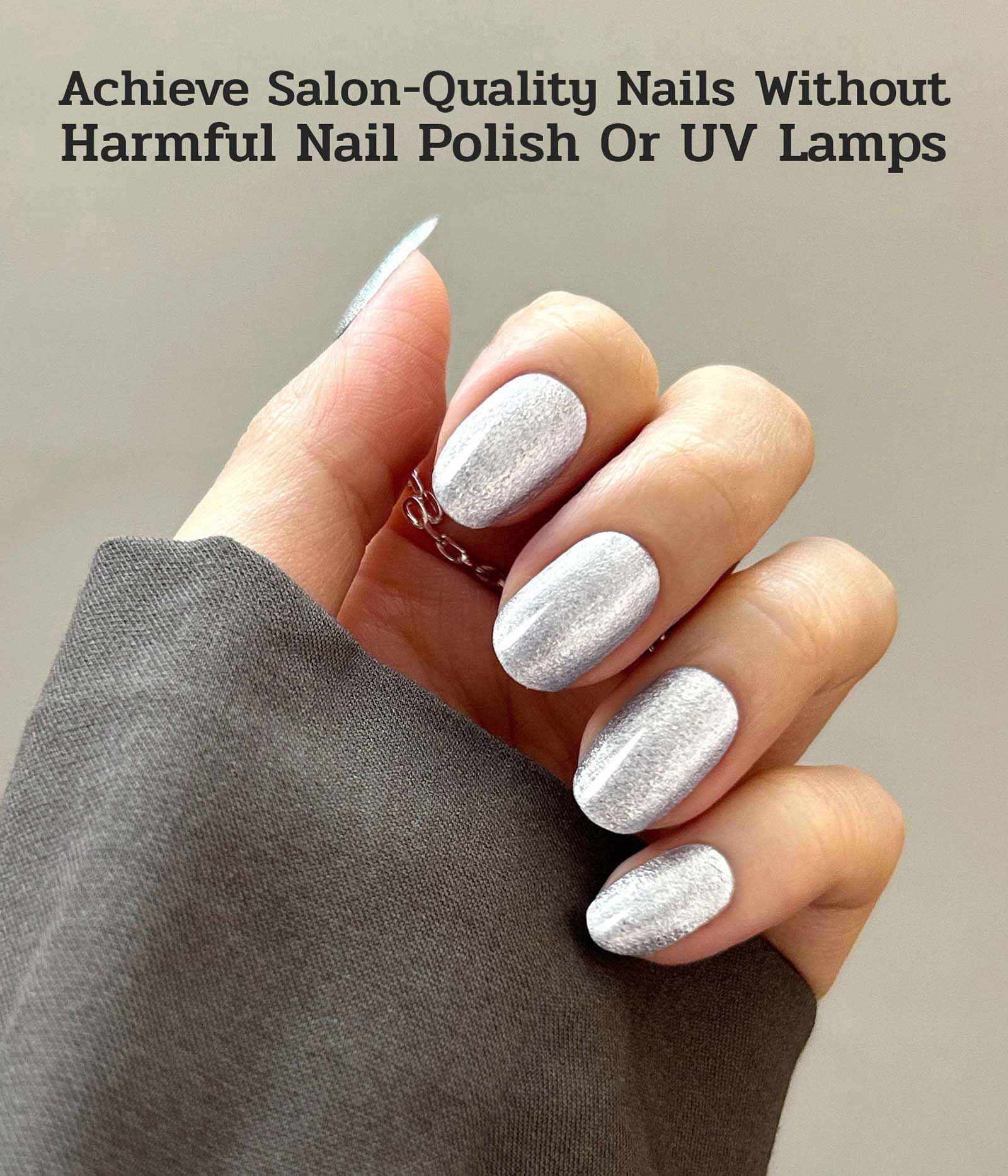 ruyeefam Nail Polish Strips – 22 Pcs Salon-Quality Gel Nail Wraps (Lunar Surface Light Grey)