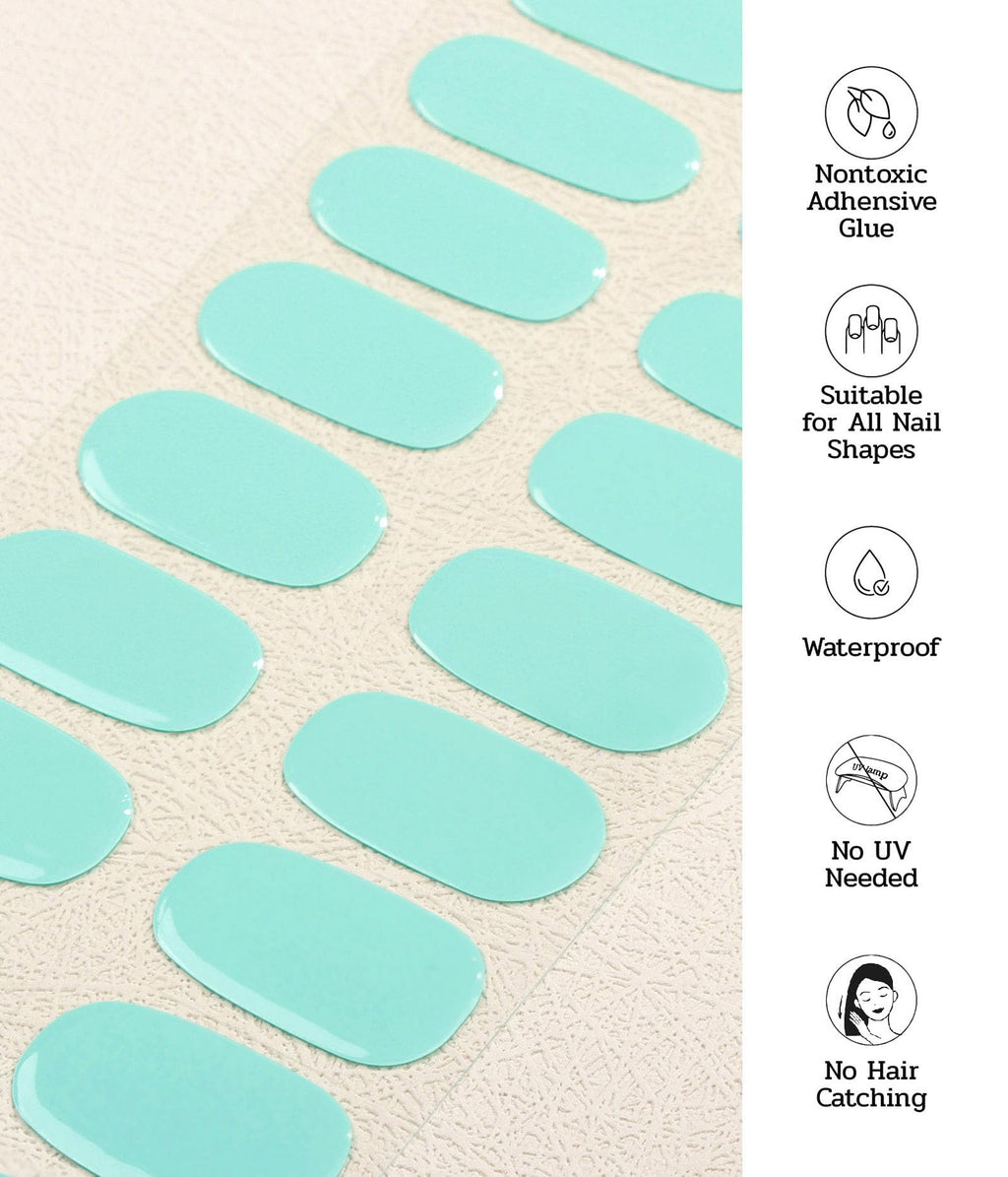 ruyeefam Nail Polish Strips – No UV Lamp Needed, 22 Pcs Mint Smoothie Green Gel Nail Wraps