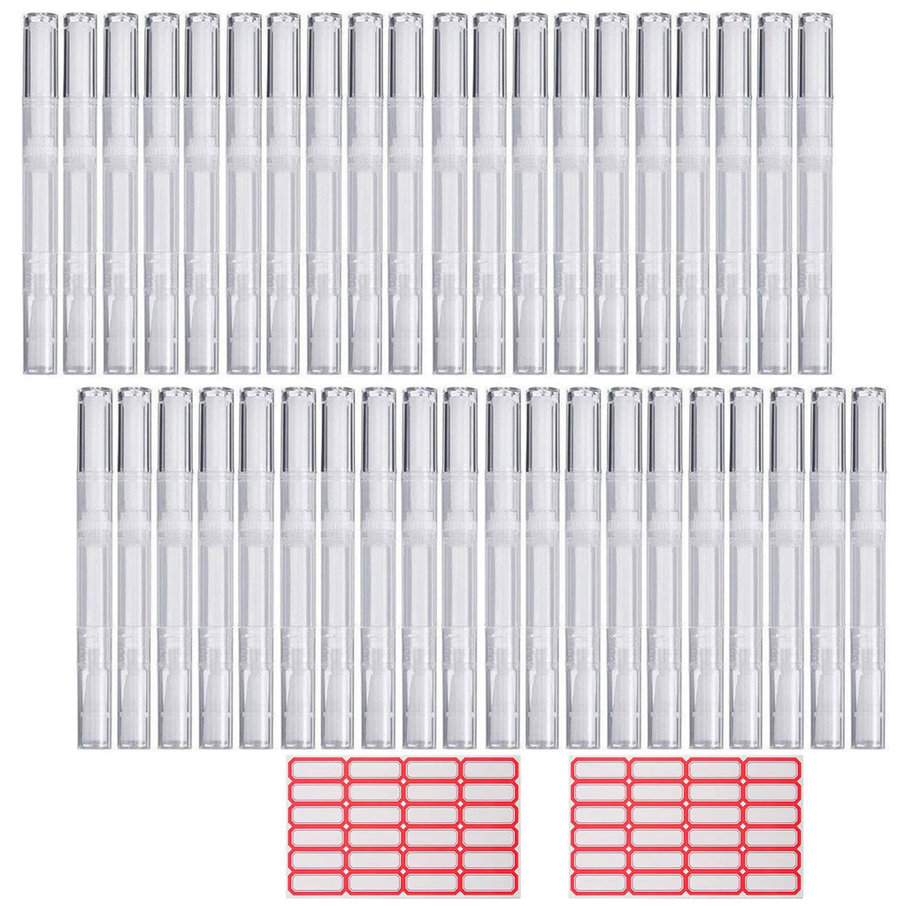 Rvetol 40-Pack 3ml Transparent Twist Pens – Empty Nail & Lip Gloss Tubes