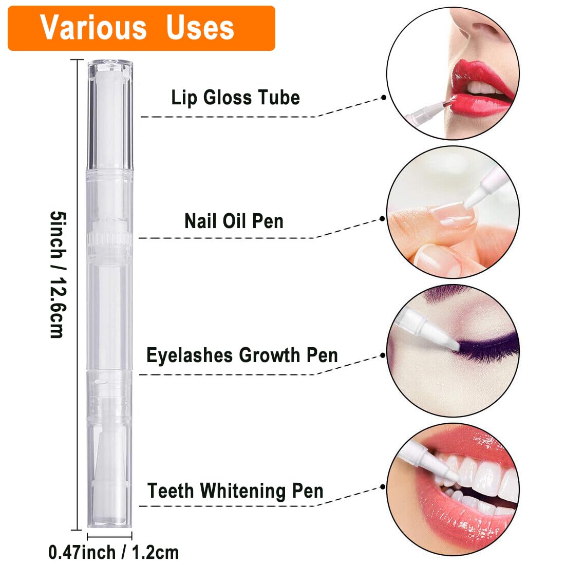 Rvetol 40-Pack 3ml Transparent Twist Pens – Empty Nail & Lip Gloss Tubes