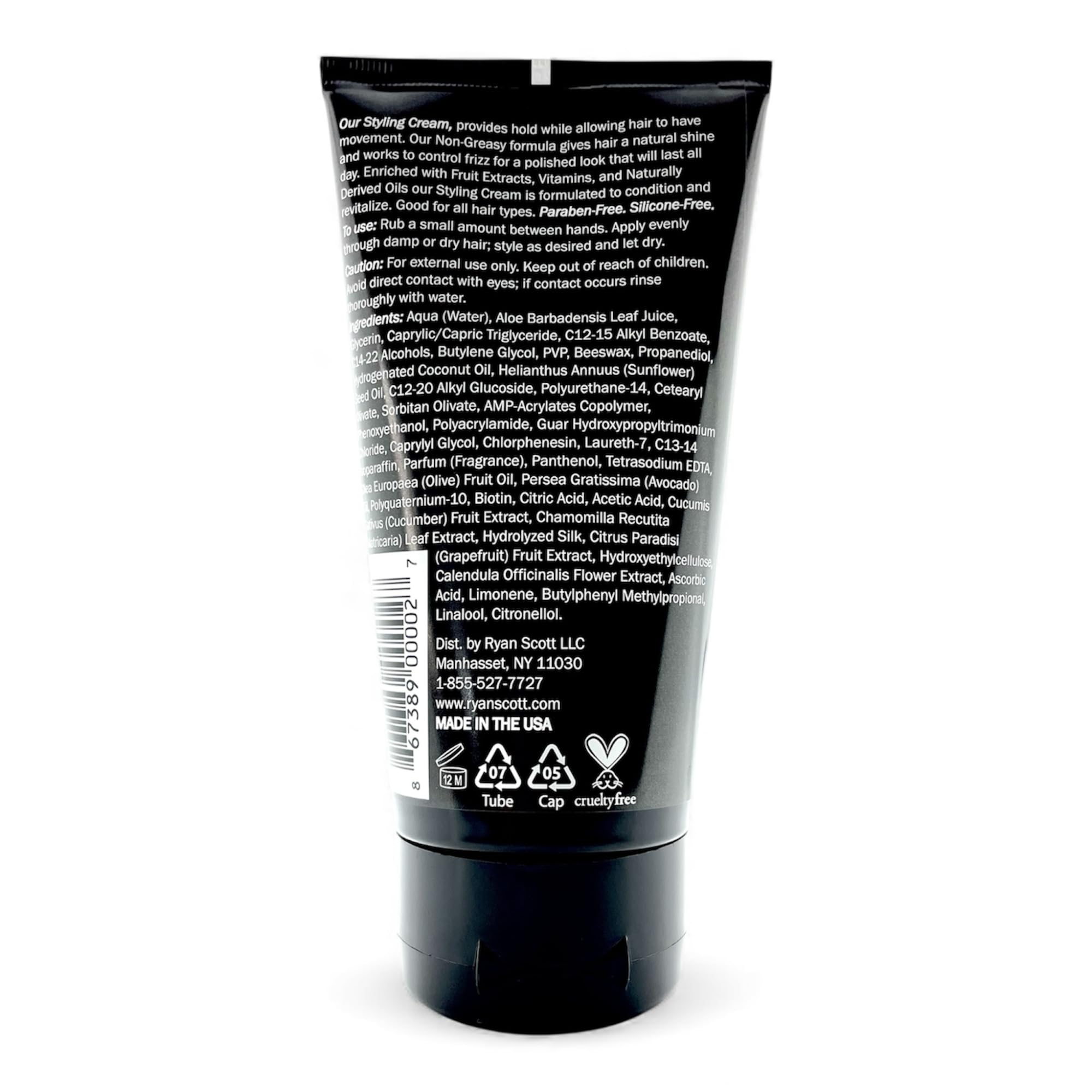 Ryan Scott RS Styling Cream – Non-Greasy Hold, Aloe-Cucumber-Grapefruit Fragrance, 5.1 oz