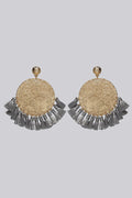 Louche Sally Large Gold Disc and Tassel Earrings