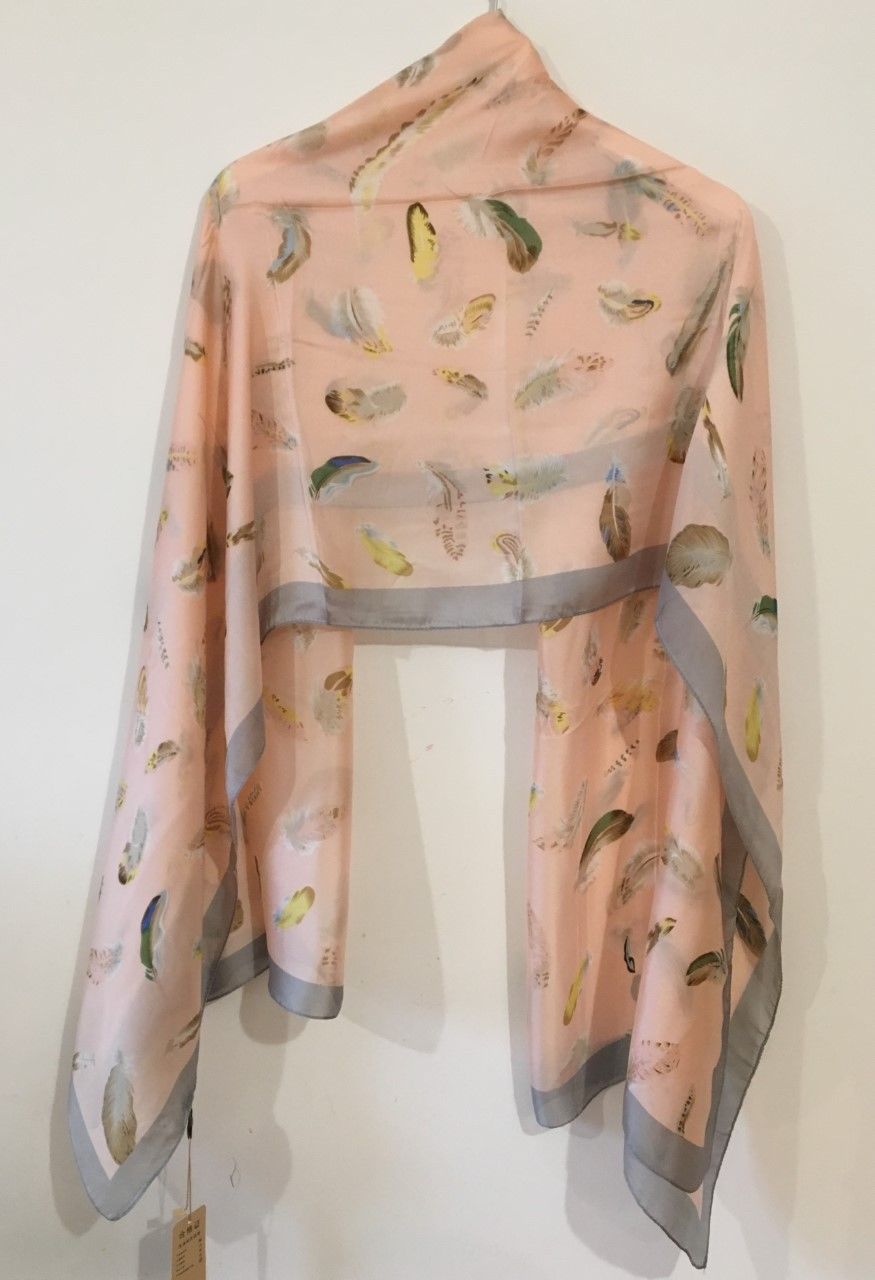 90x180cm Large Blush and Peach Feather Scarf Ladies Womens Maxi Scarf Hijab Shawl Pashmina Faux Silk