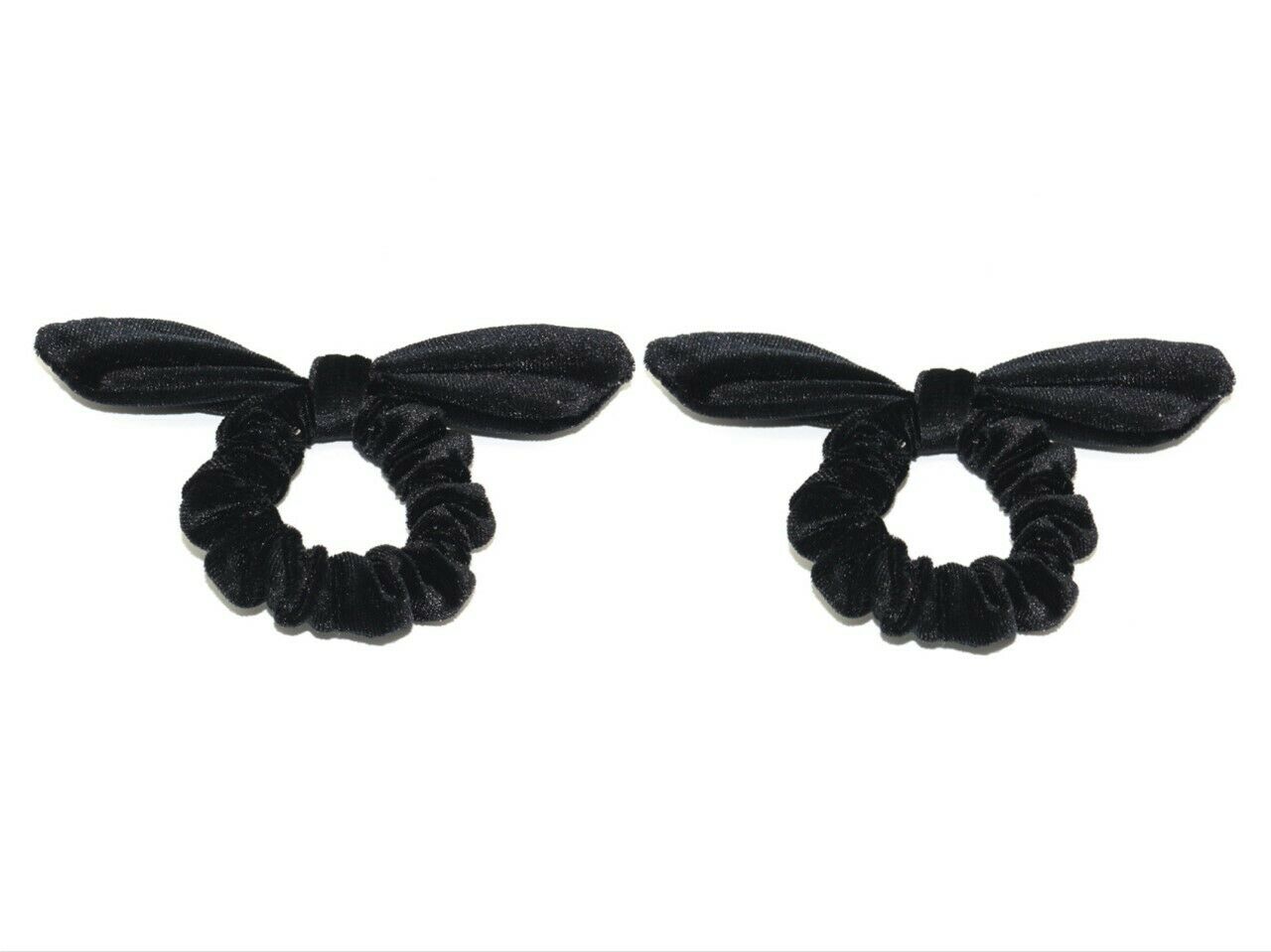Luxury Velvet Pair of Black Elastic Hair Scrunchies Elastic Band School