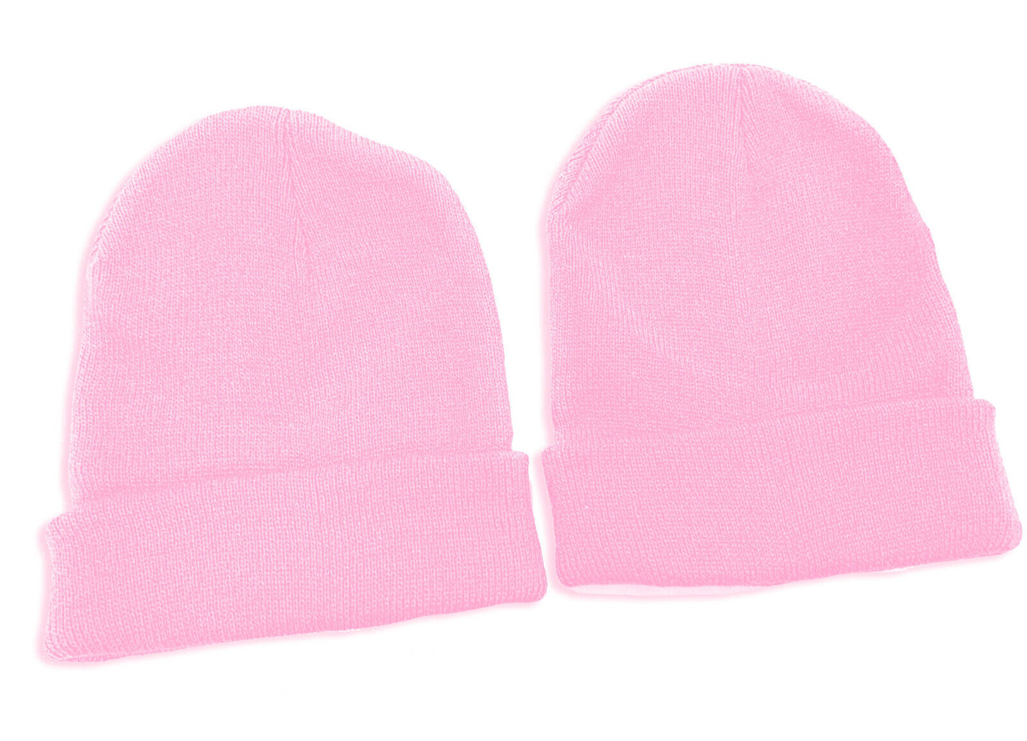 2 X Kids Childrens Beanie Hats Small Age 4-10 School Uniform - Baby Pink