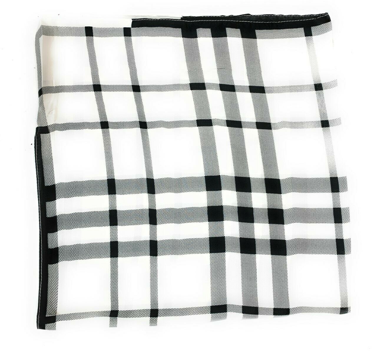 Big Square Ladies Womans Faux Silk Head Neck Thin Scarf Bag Charm - 70cm x 70cm [Black White Checked]