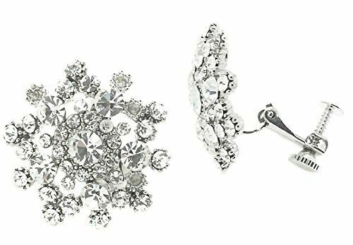 Ladies CLIP ON Earrings Snow Flake Vintage Stud Silver Plated CZ Kids Children