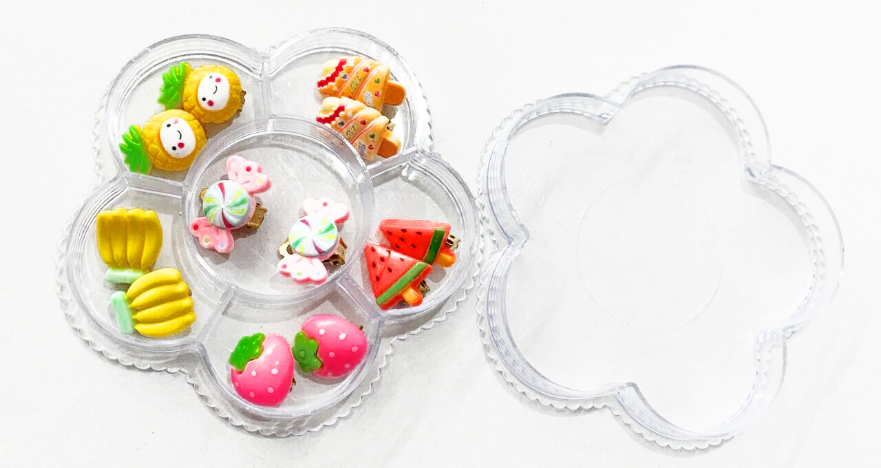 6 Pack Fruit Set Kids Girls Childrens Clip On Earrings Unpierced ears