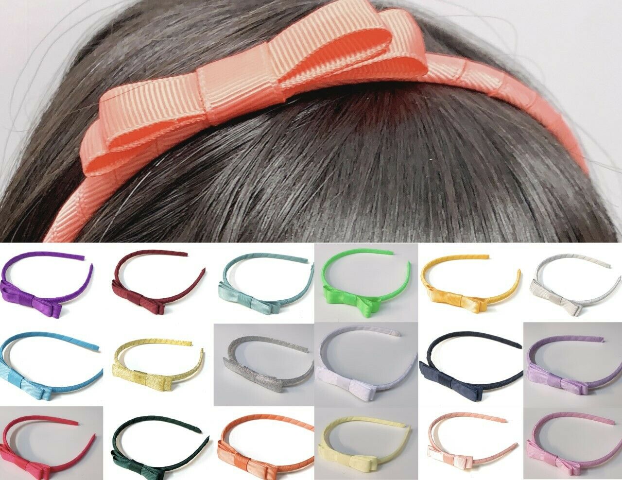 Classic Girls Children's Hair Bow Alice Band Headband Handmade School